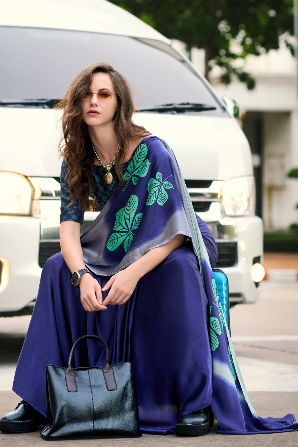 Blue Japan SATIN Saree