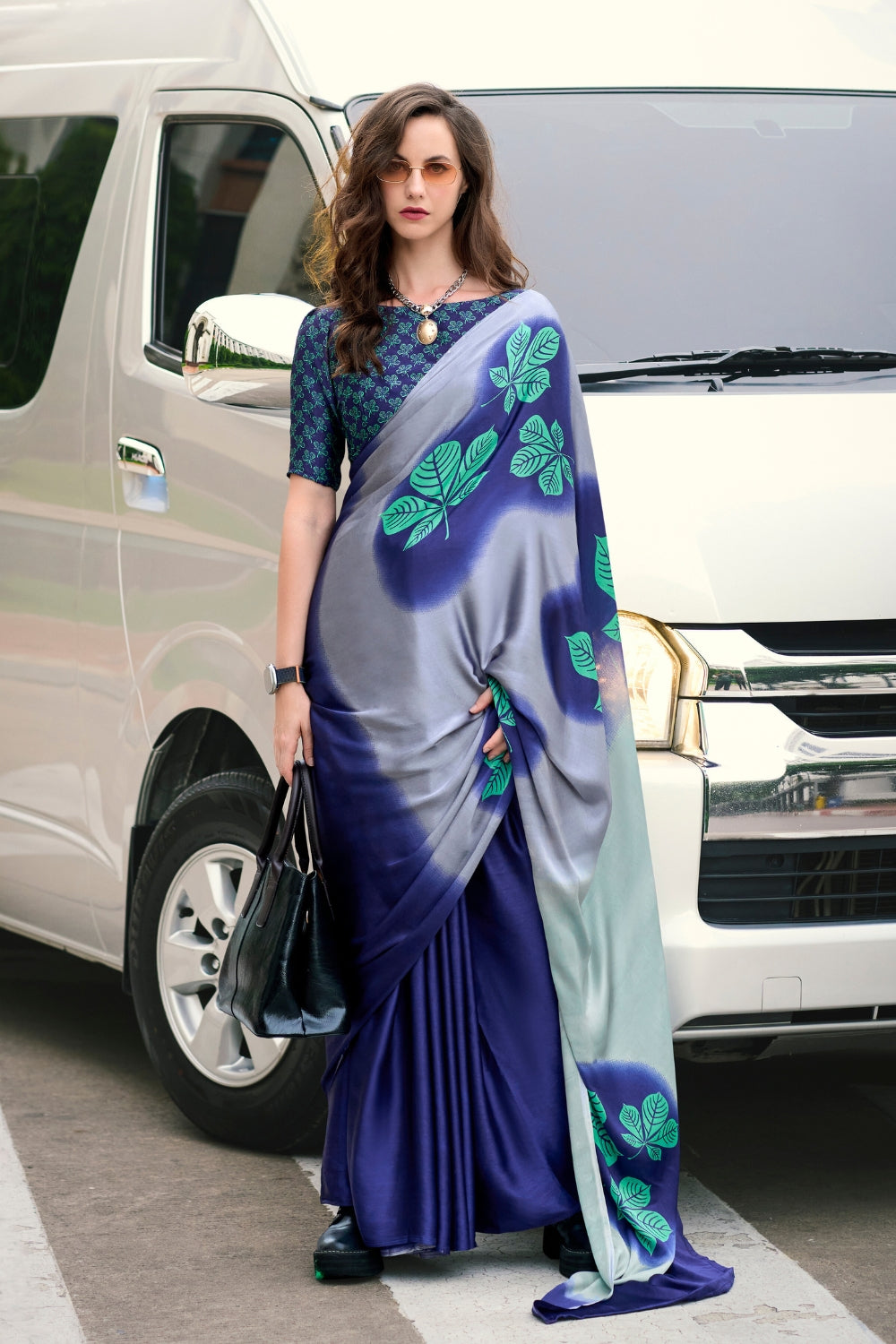 Blue Japan SATIN Saree