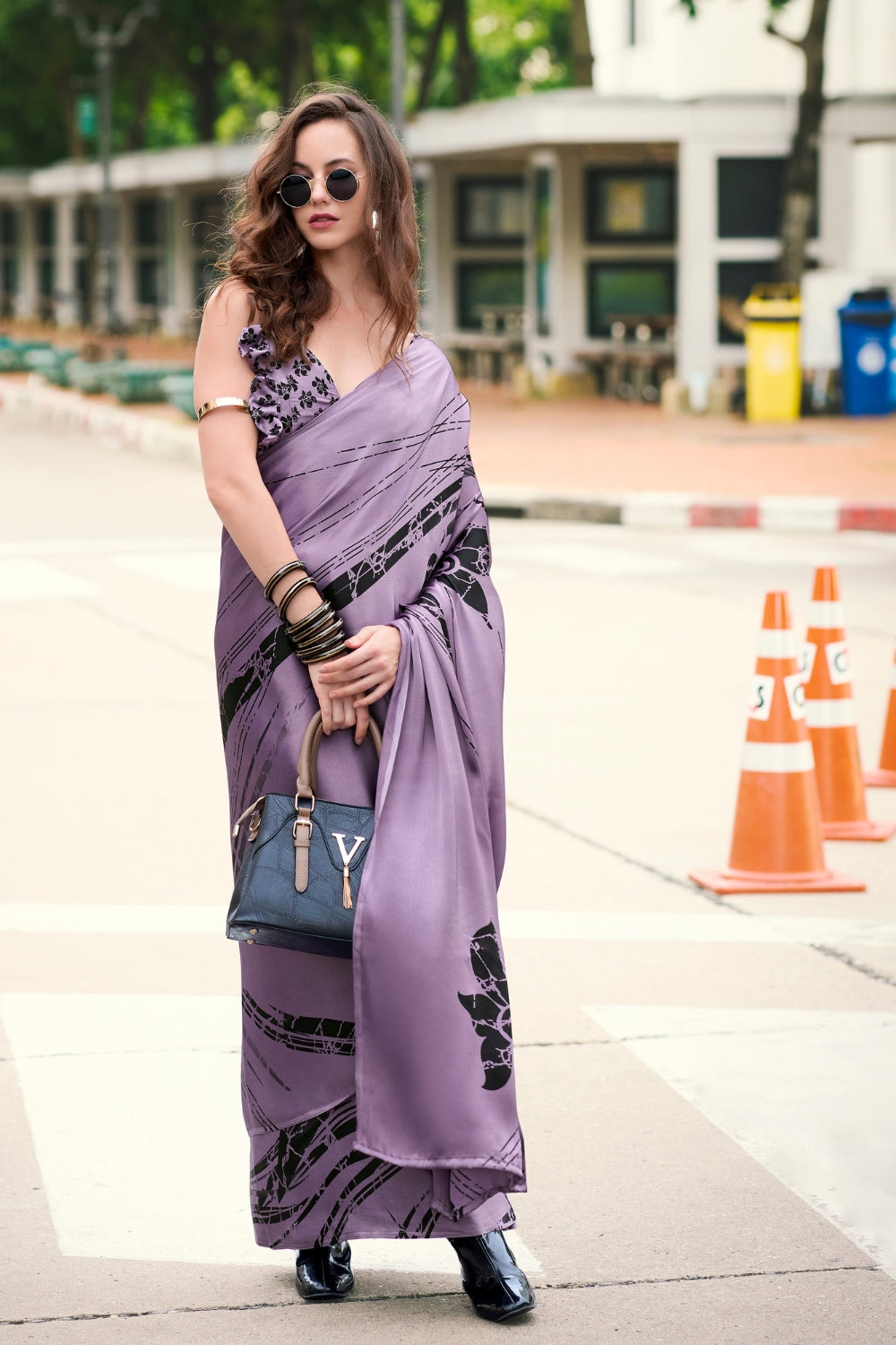 Lavender Japan SATIN Saree