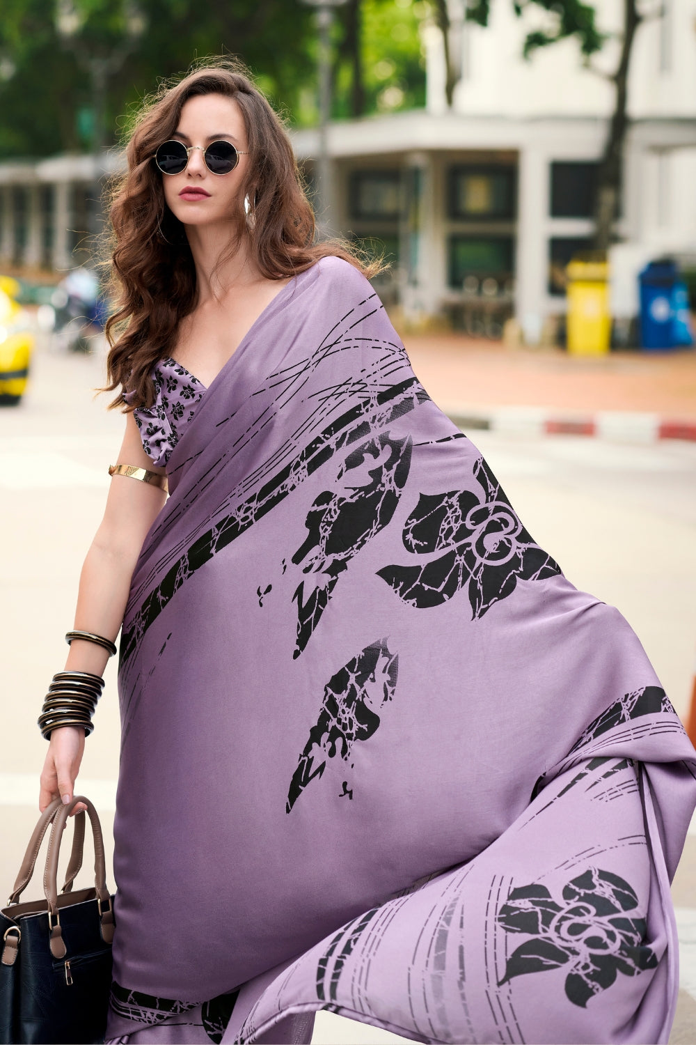 Lavender Japan SATIN Saree