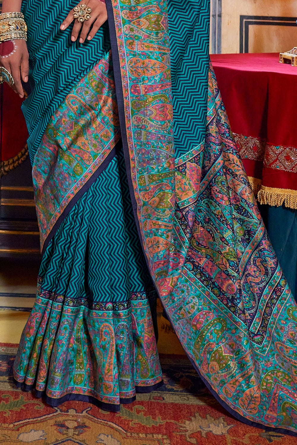 Sky Blue Patola Silk Saree