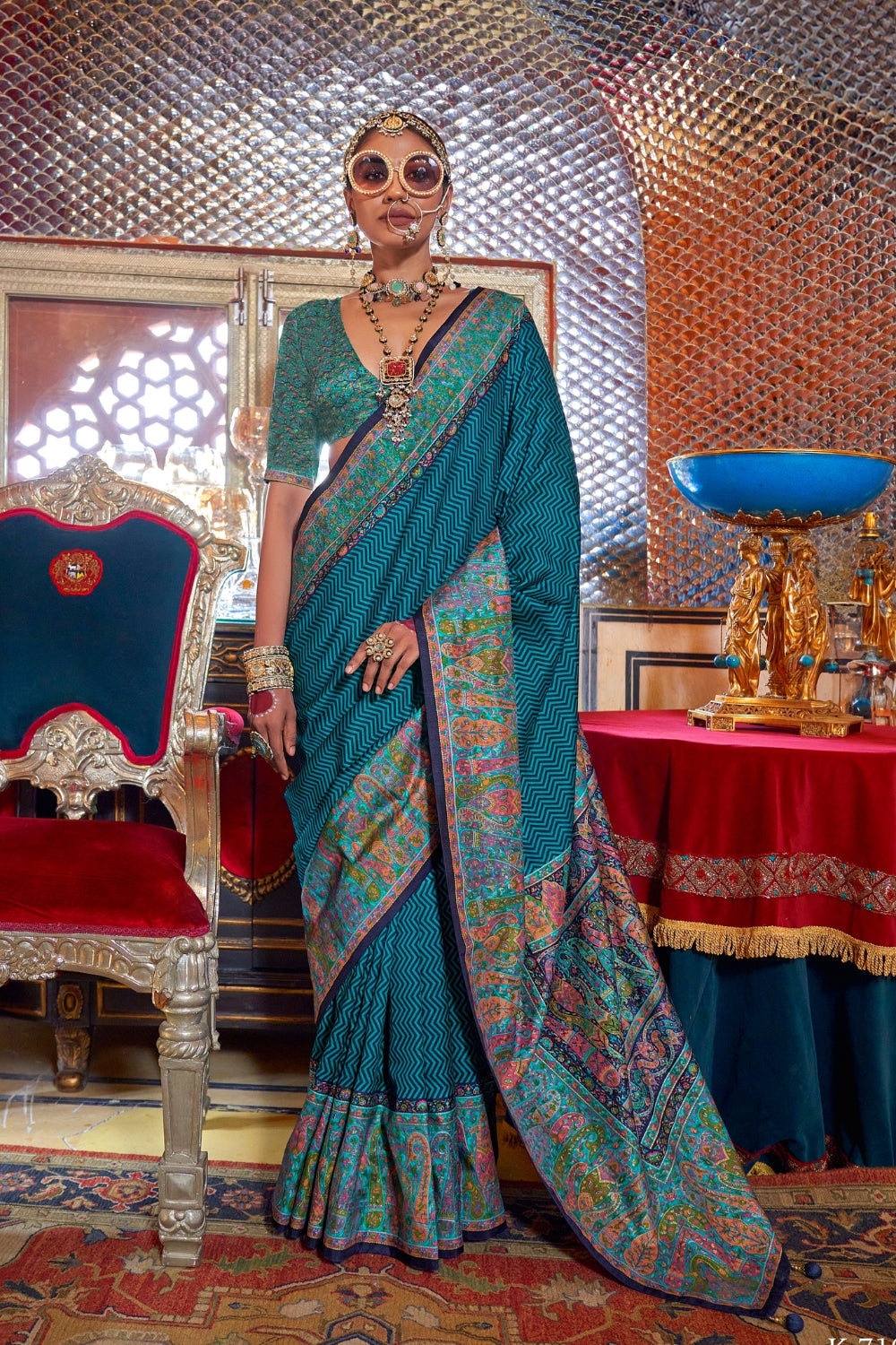 Sky Blue Patola Silk Saree