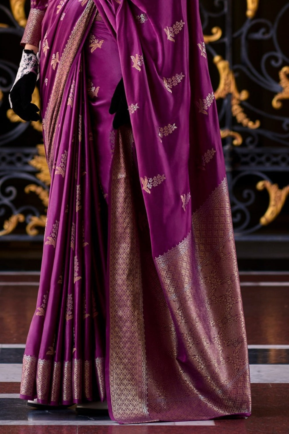 Purple Sattin Mungha Silk Saree