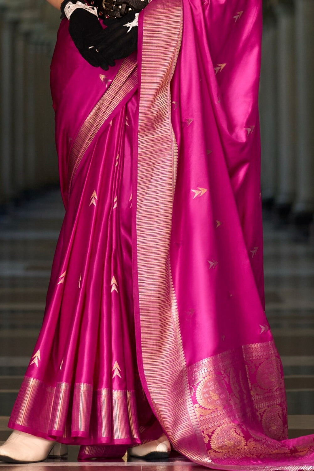 Maroon Sattin Mungha Silk Saree