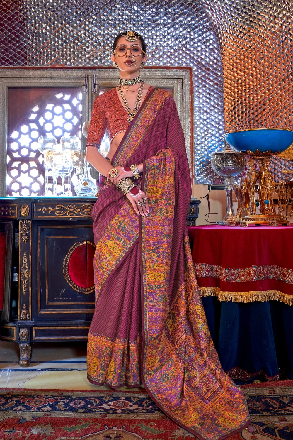 Mauve Patola Silk Saree