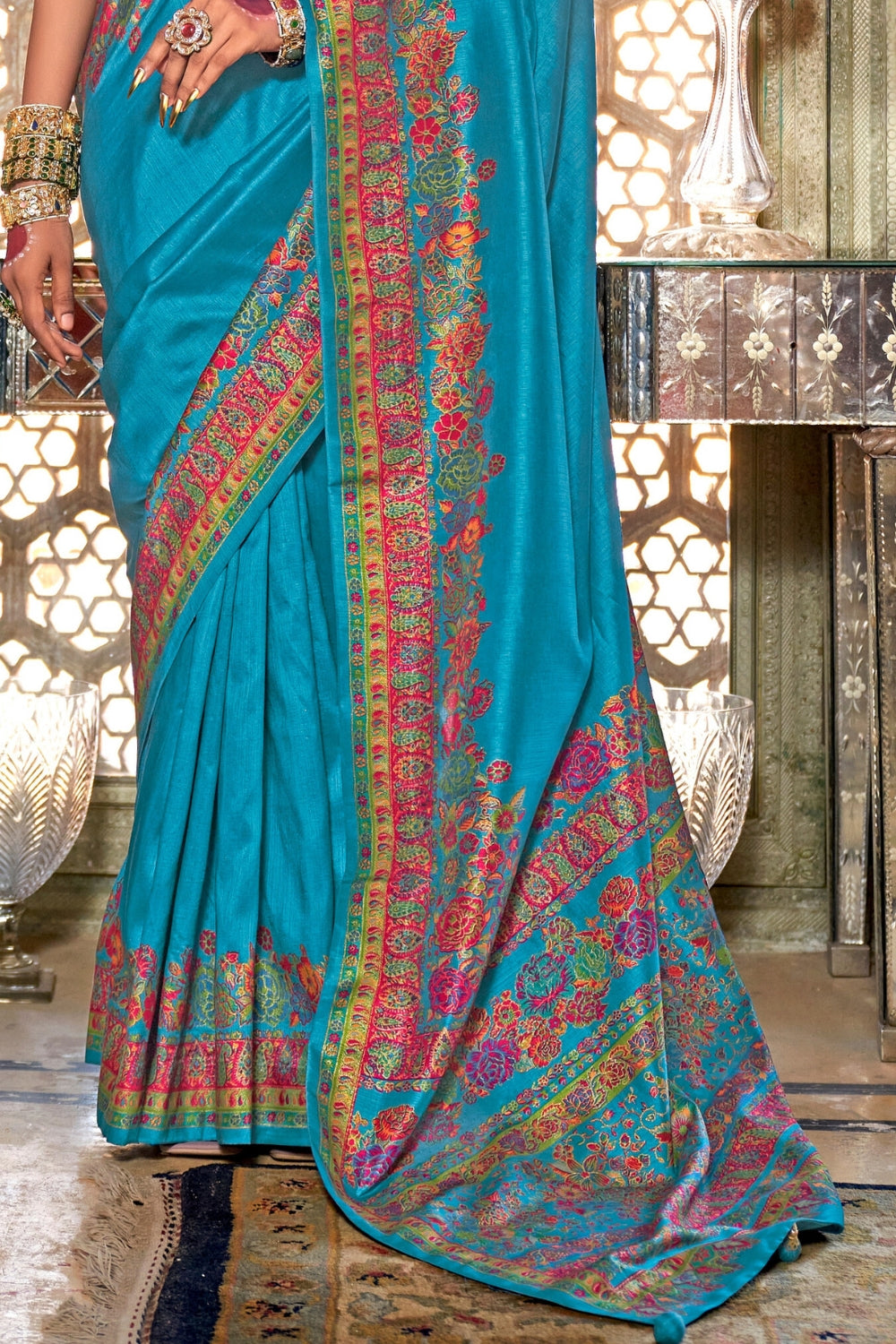 Sky Blue Patola Silk Saree