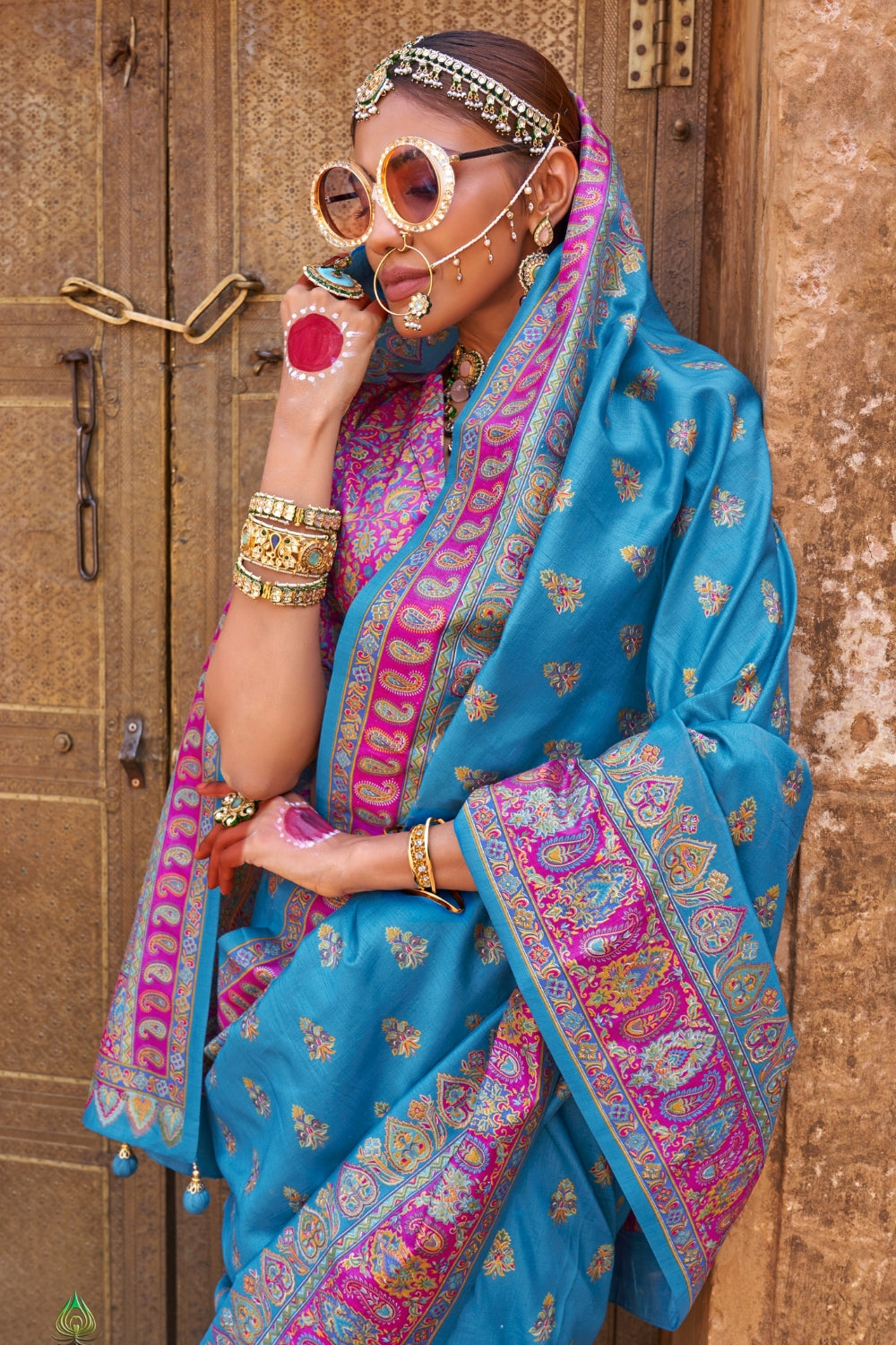 Sky Blue Patola Silk Saree