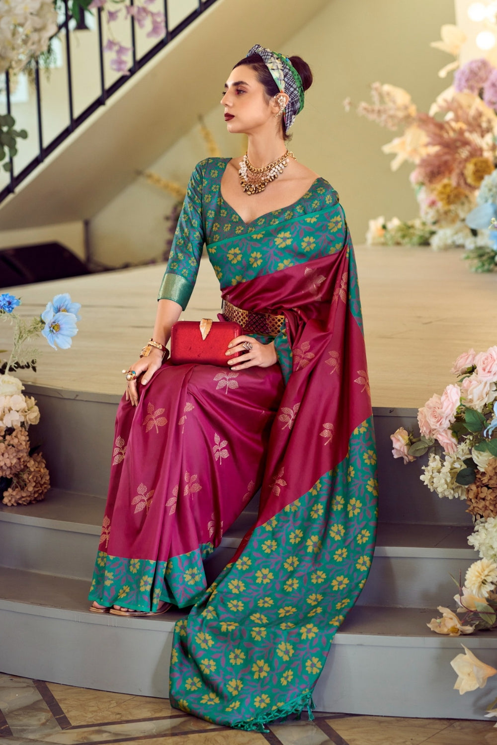 Maroon Soft Silk Saree