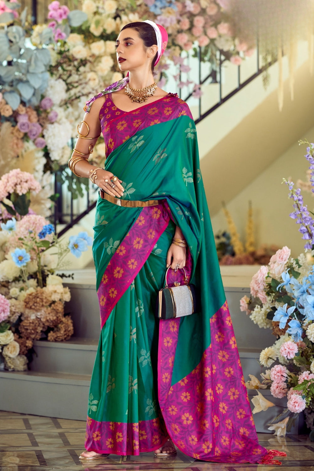 Teal Soft Silk Saree