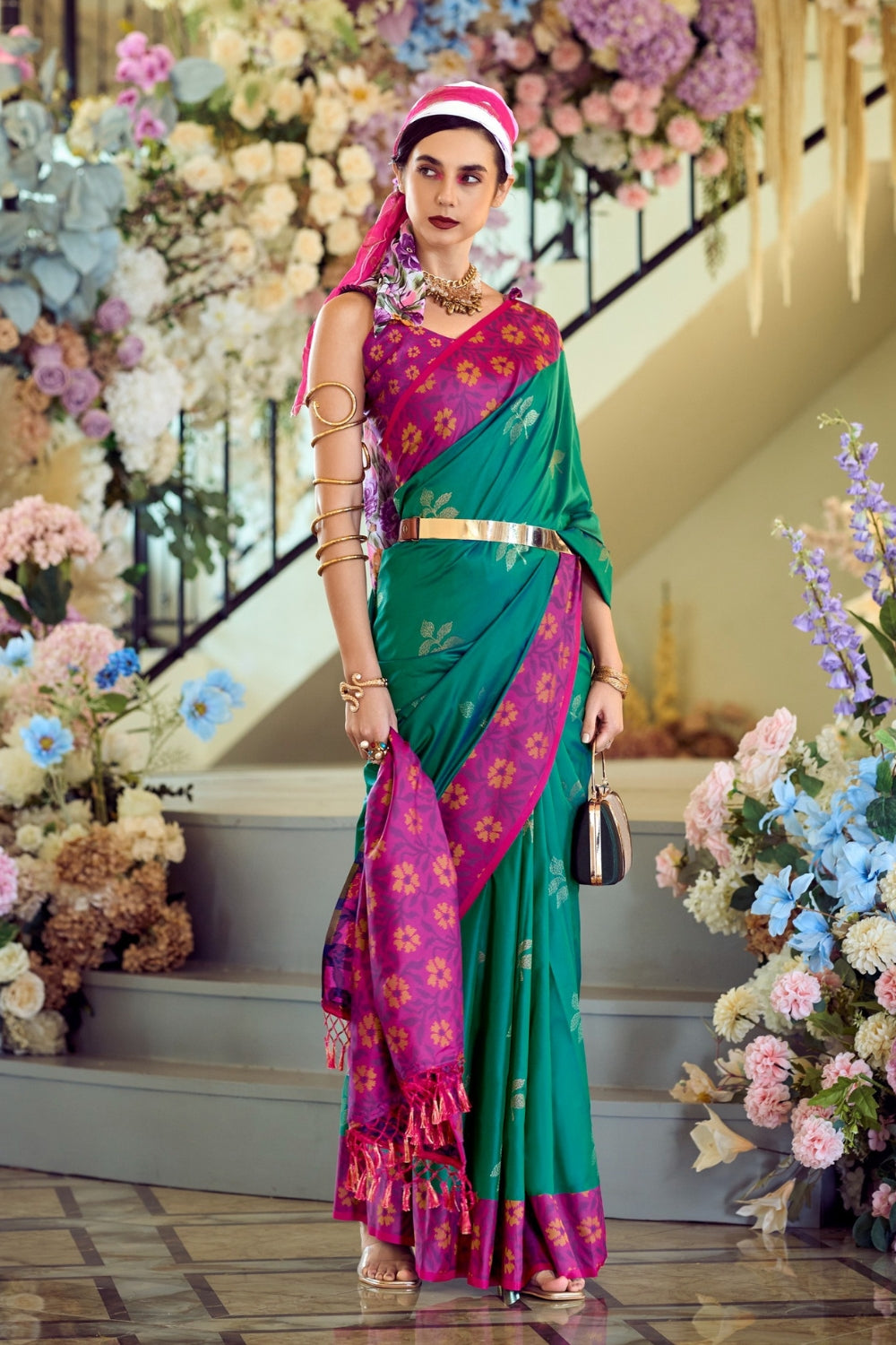 Teal Soft Silk Saree