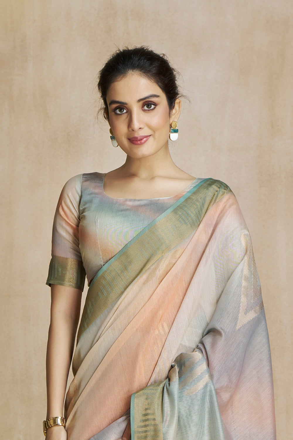 Grey Fancy Fabric With Digital Print Saree