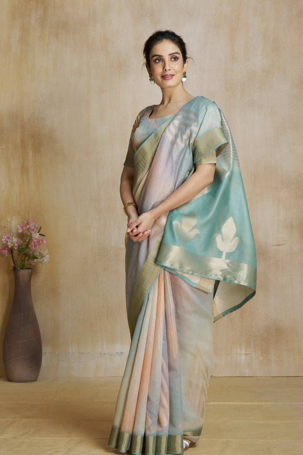 Grey Fancy Fabric With Digital Print Saree