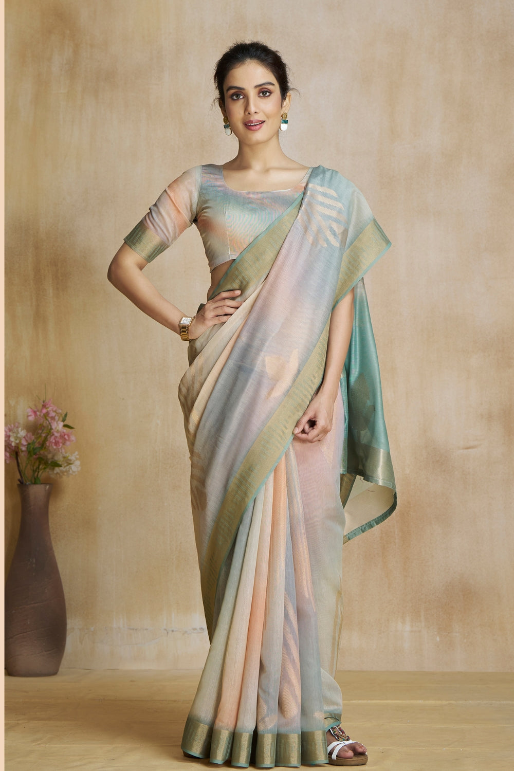 Grey Fancy Fabric With Digital Print Saree