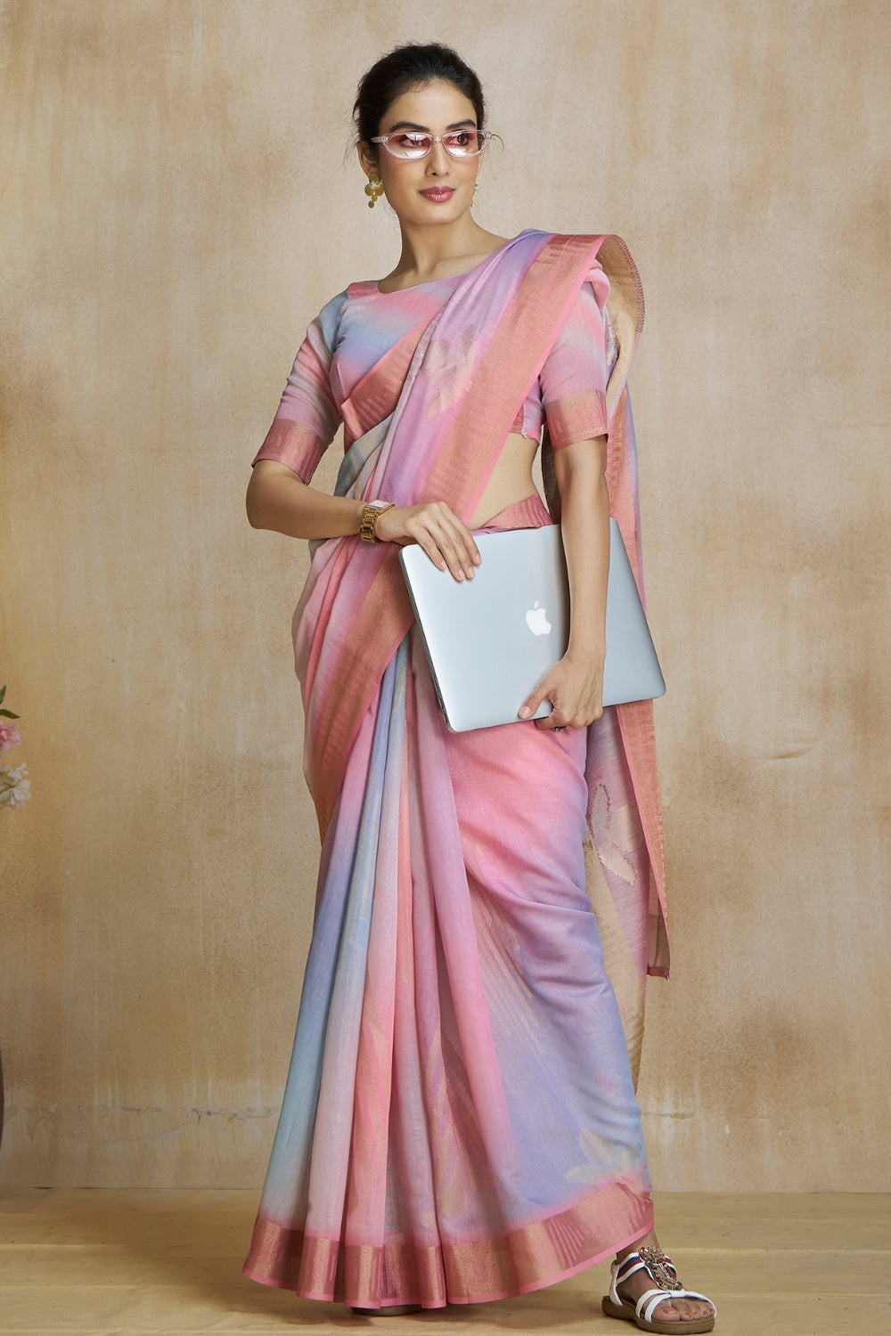 Pink Fancy Fabric With Digital Print Saree