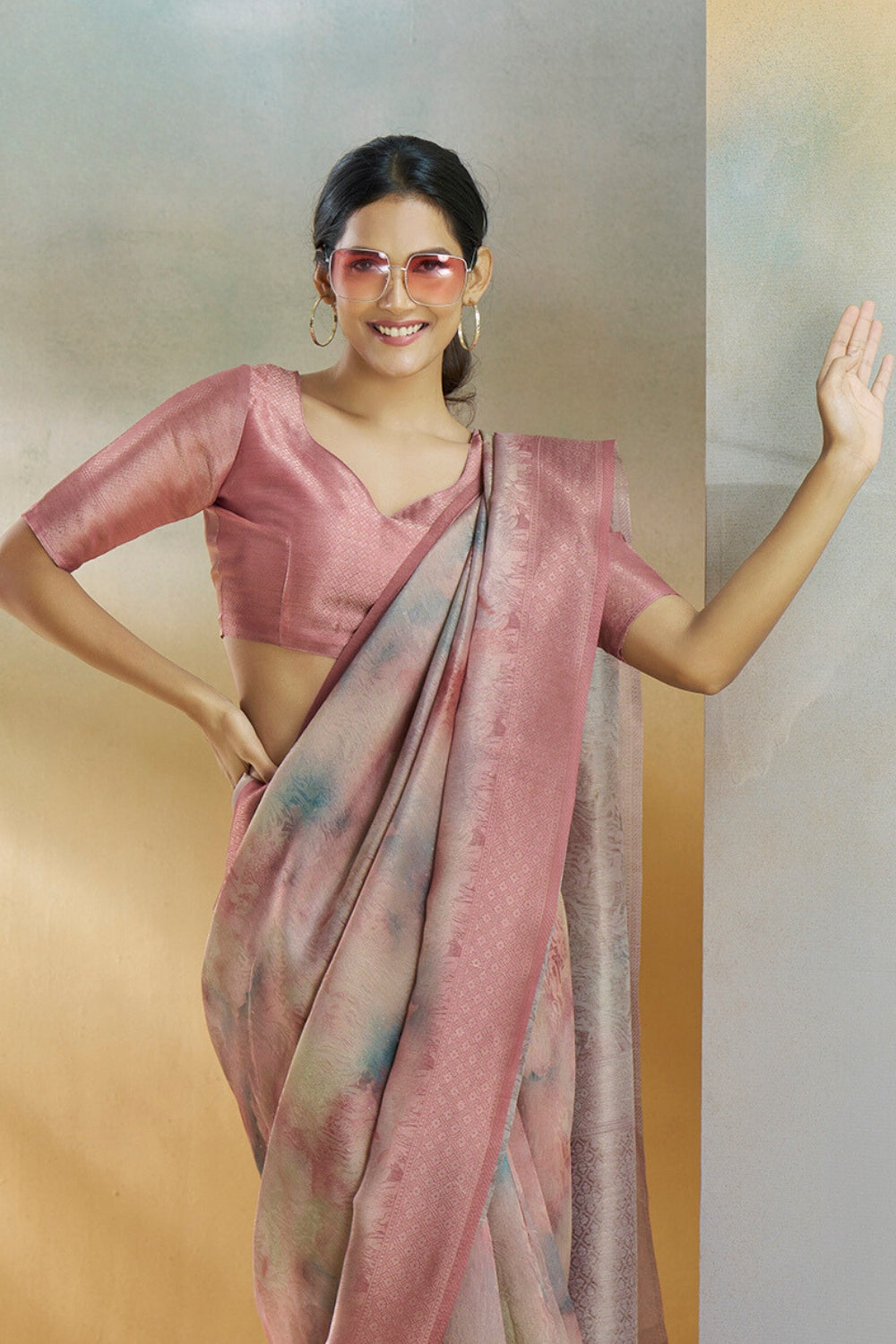 Pink Handloom Weaving Silk Saree