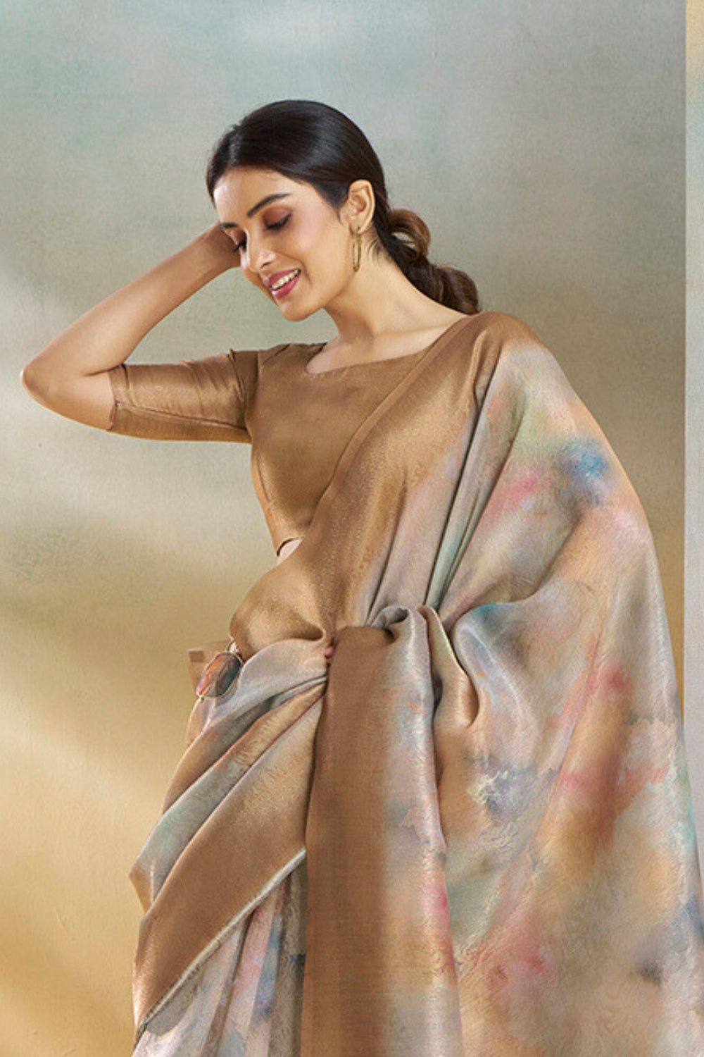 Beige Handloom Weaving Silk Saree