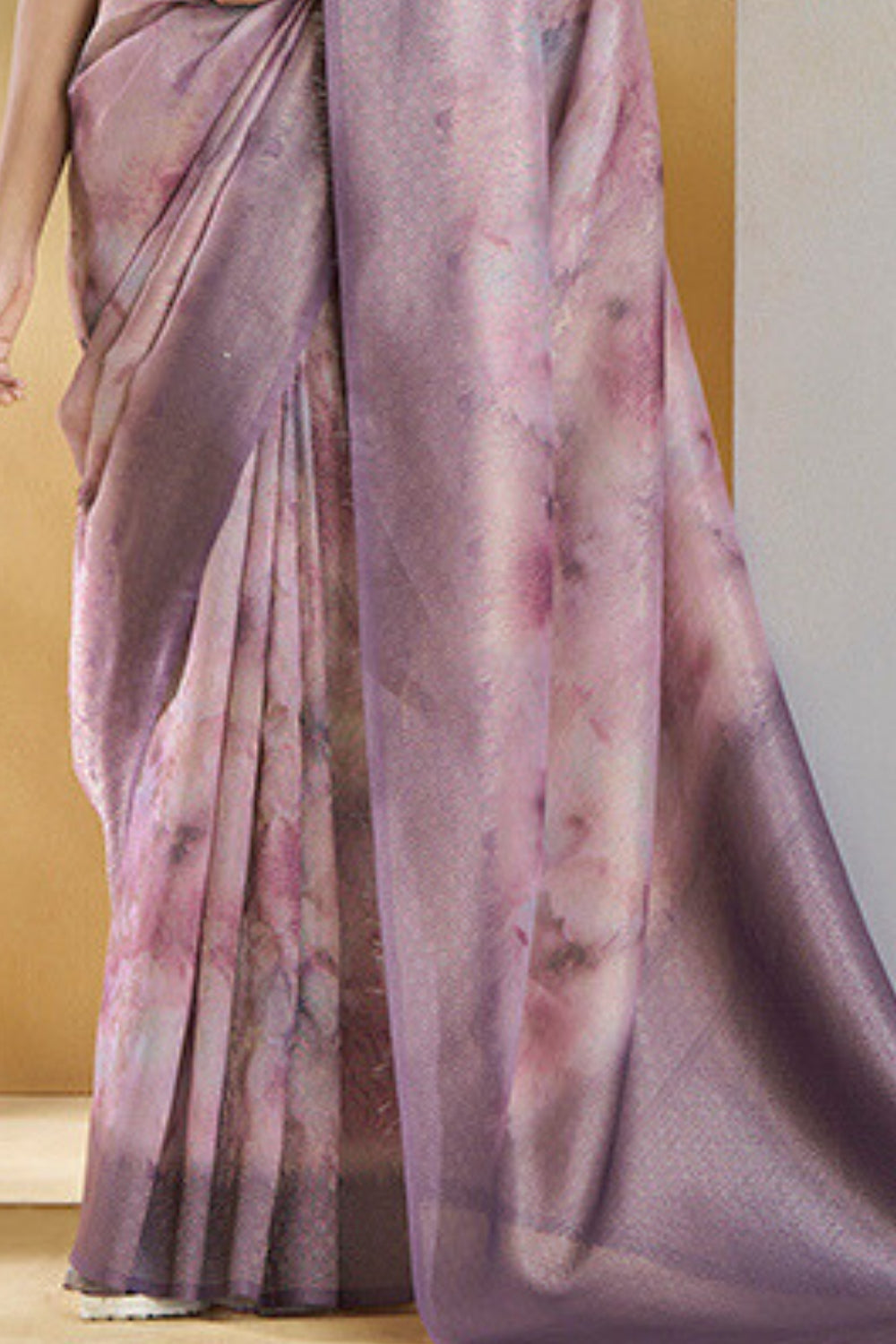 Lavender Handloom Weaving Silk Saree