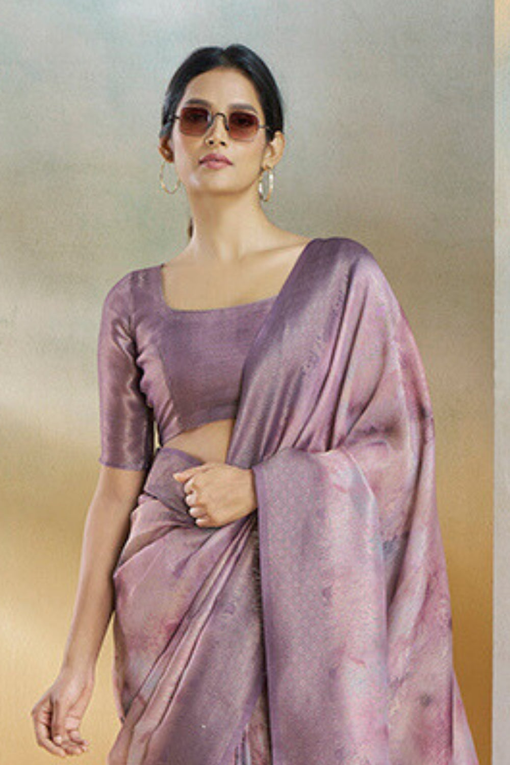 Lavender Handloom Weaving Silk Saree