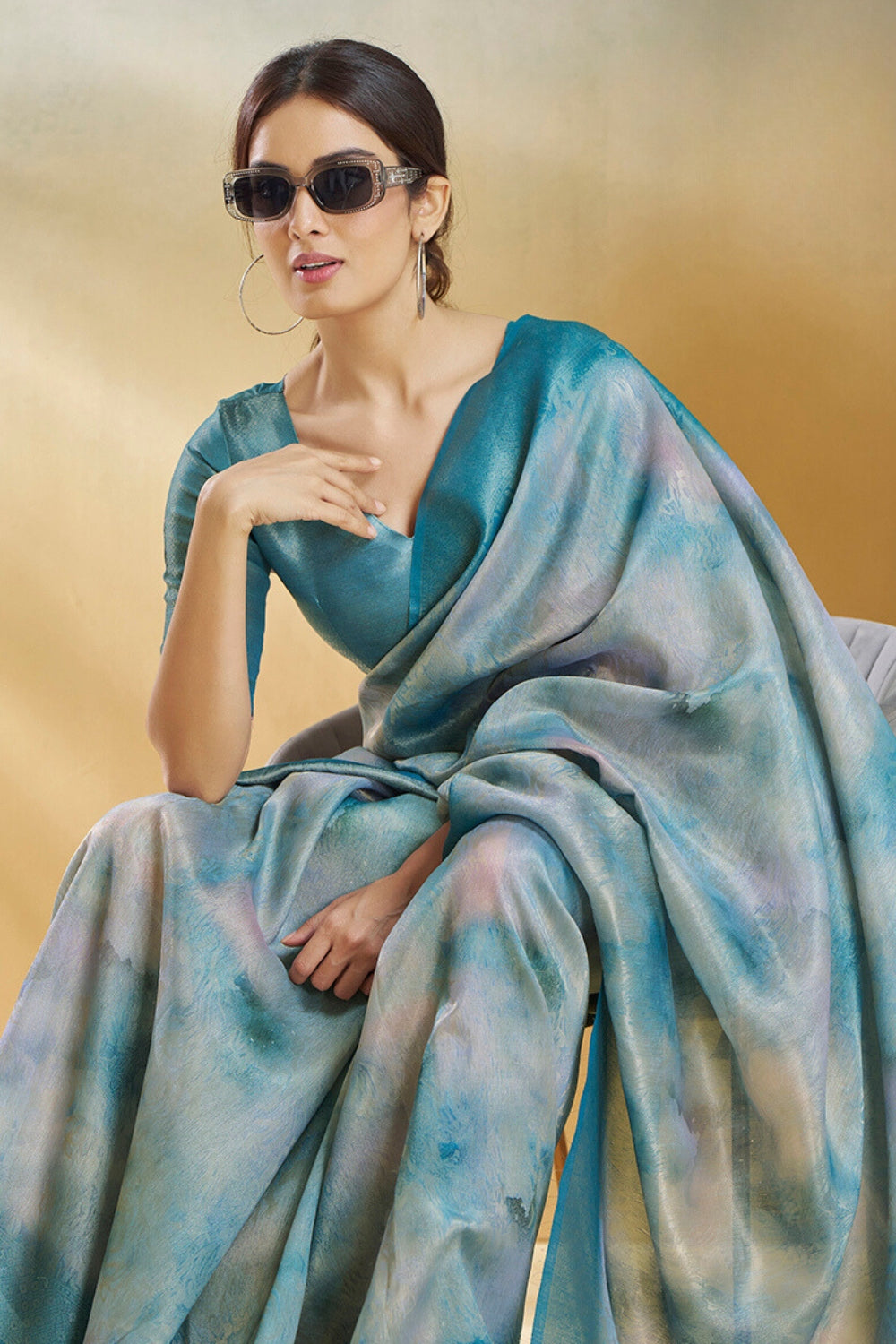 Blue Handloom Weaving Silk Saree