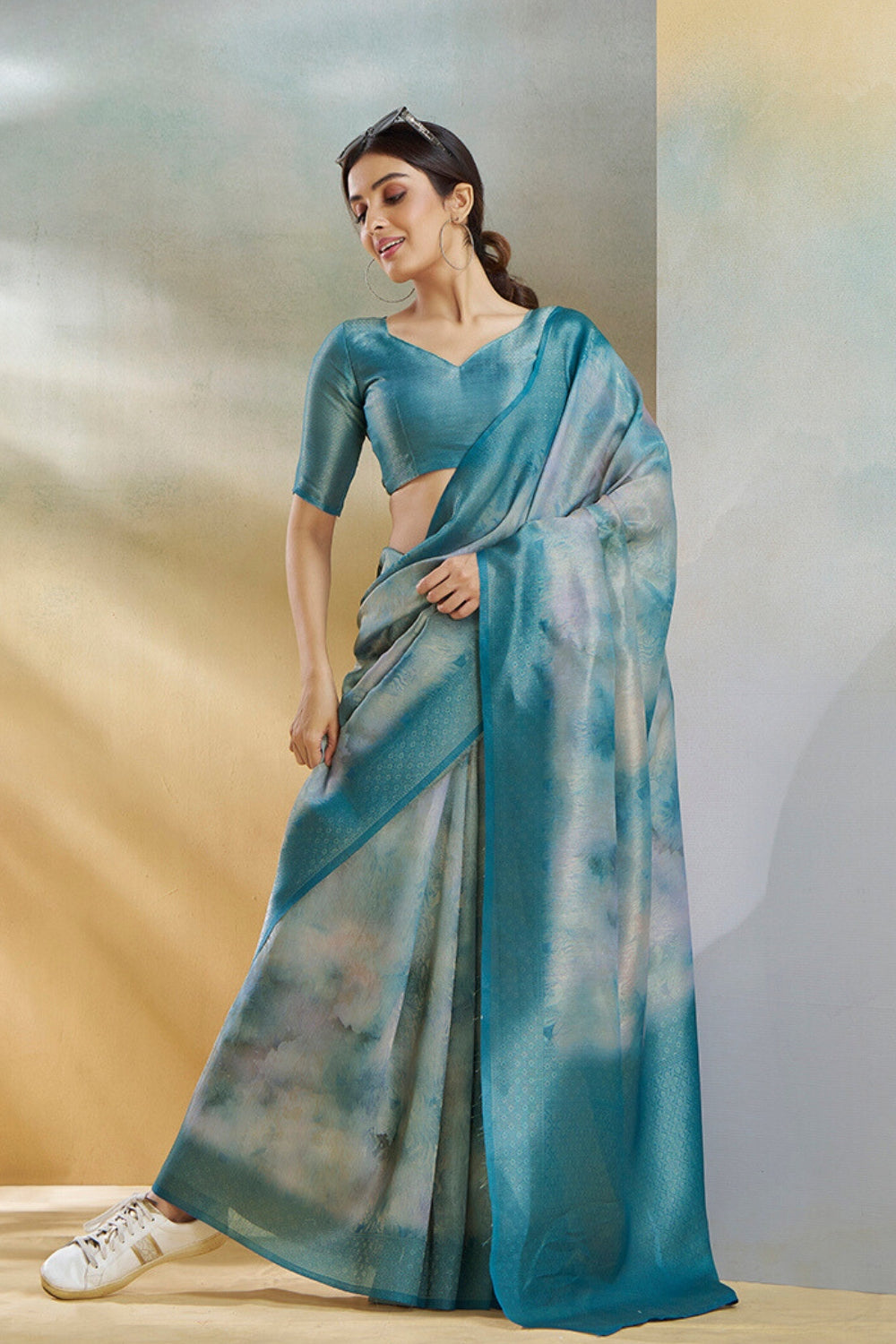 Blue Handloom Weaving Silk Saree