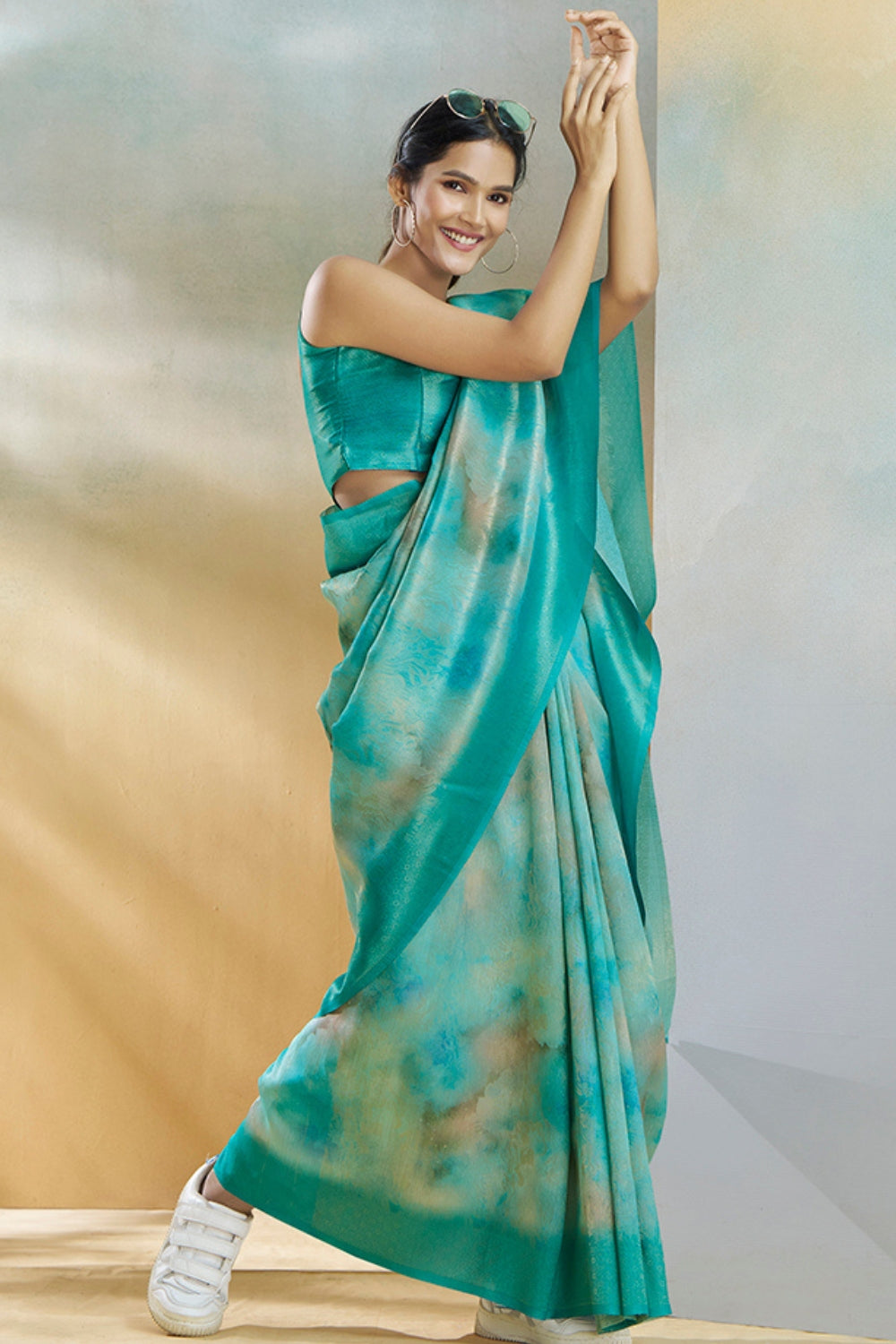 Turquoise Handloom Weaving Silk Saree