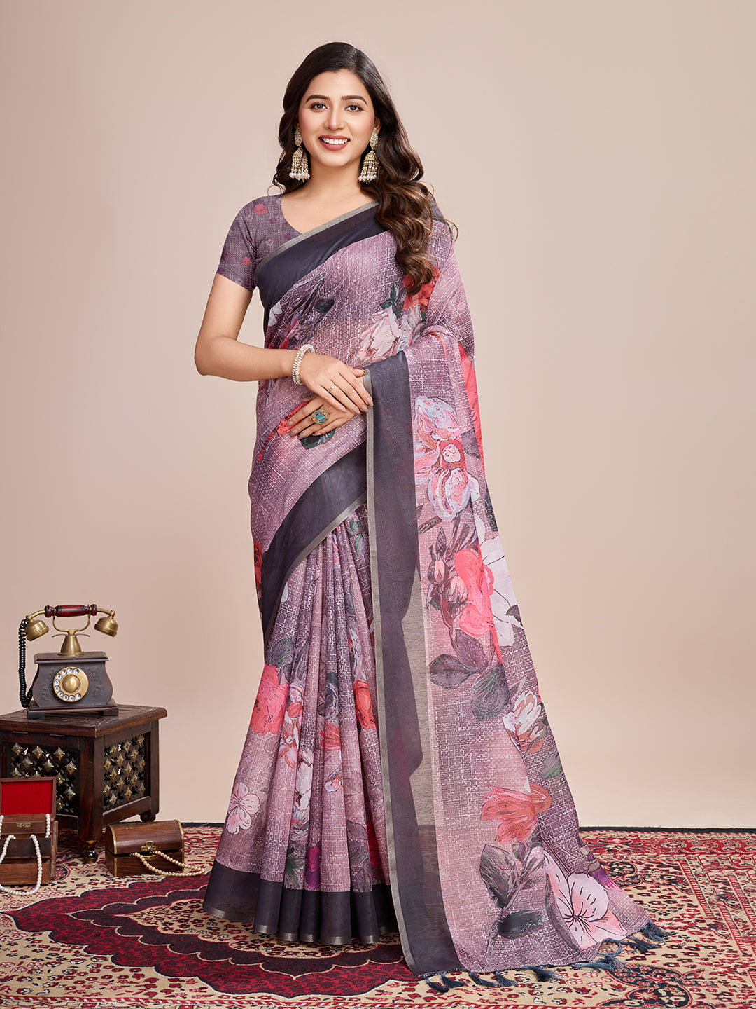 ENGLISH SEMI LINEN SAREE