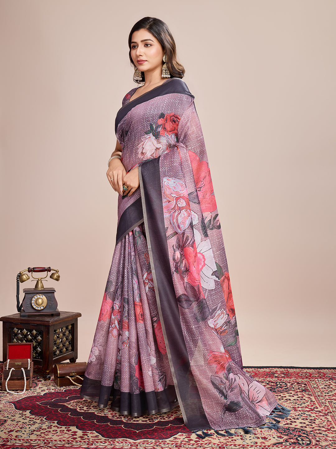 ENGLISH SEMI LINEN SAREE