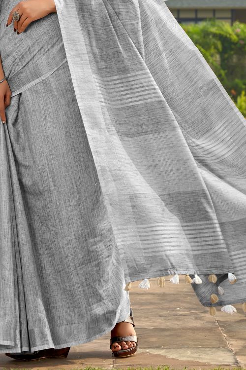 Light Grey Linen Saree