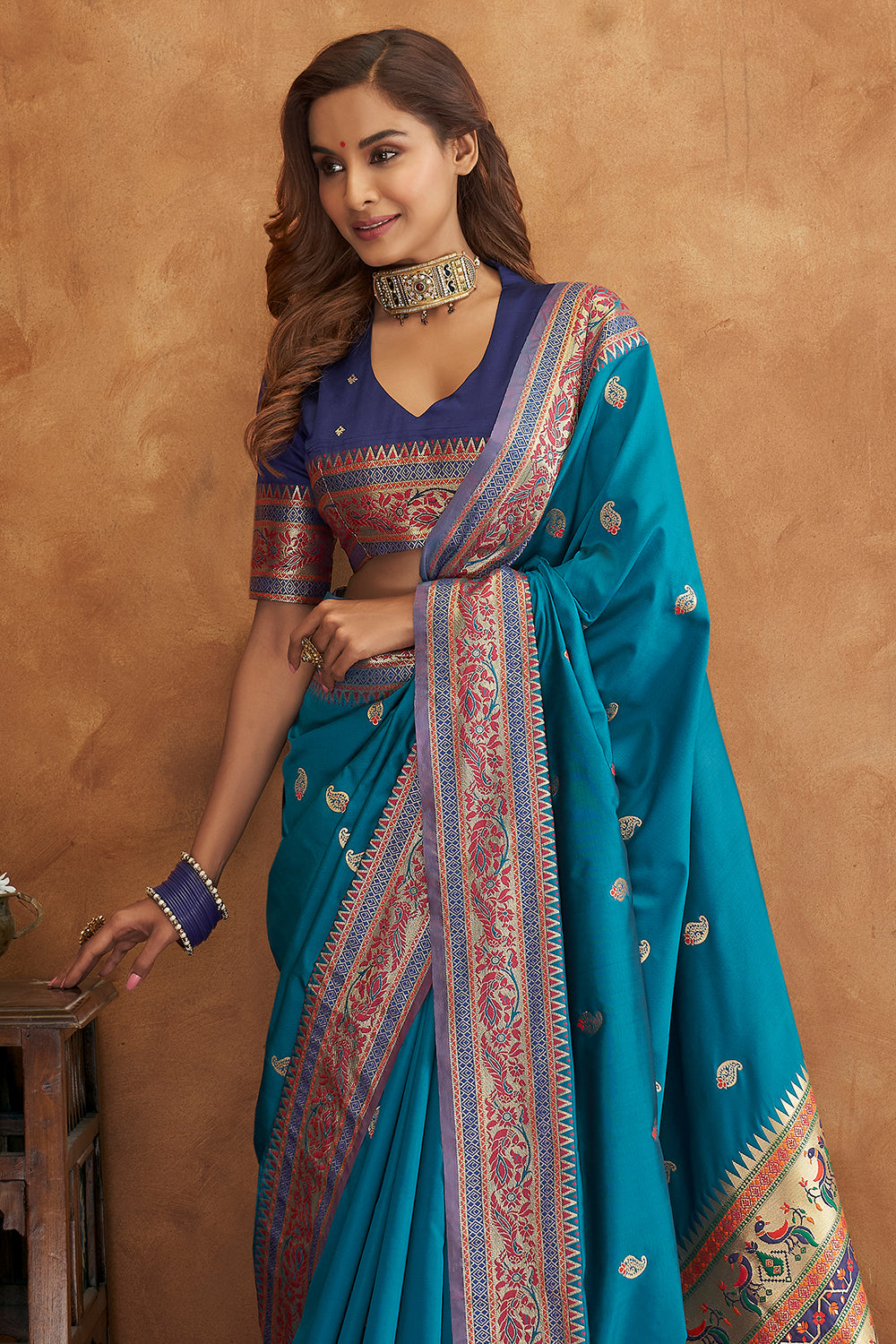 Azure Blue Banarasi Saree