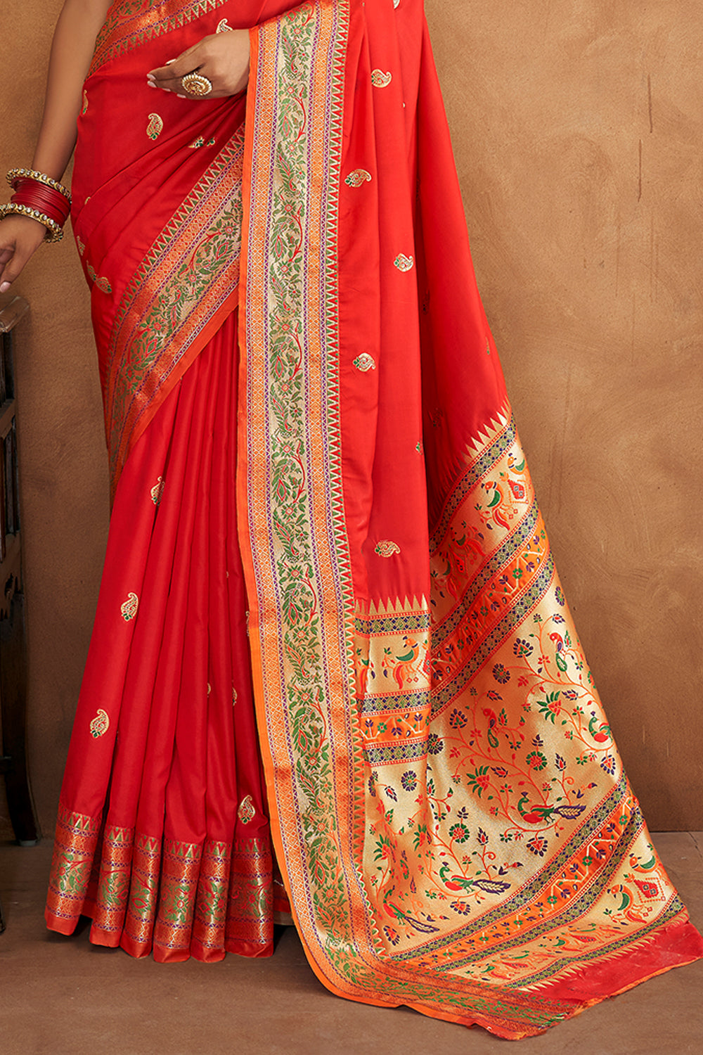 Scarlet Red Banarasi Saree