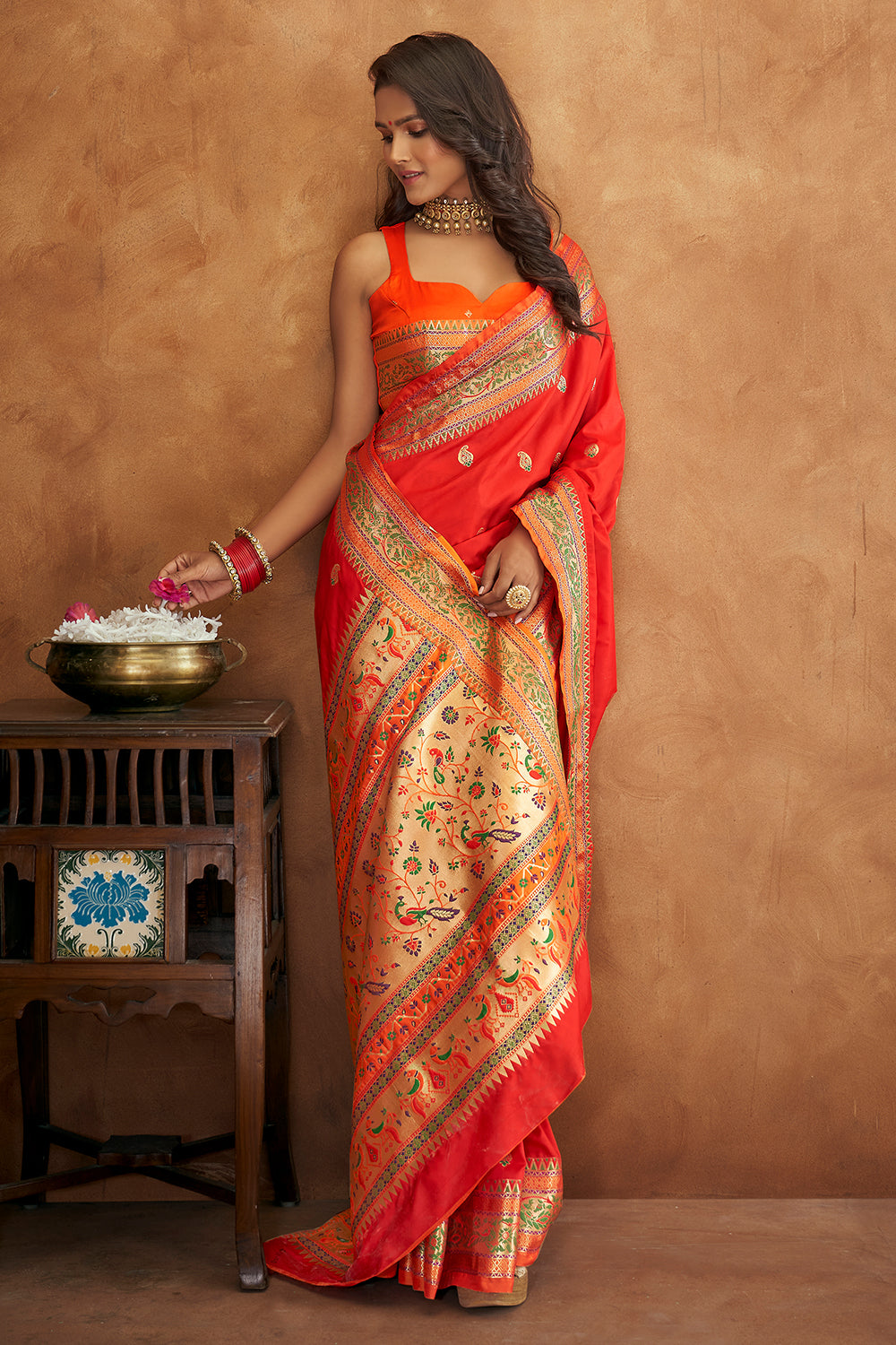 Scarlet Red Banarasi Saree