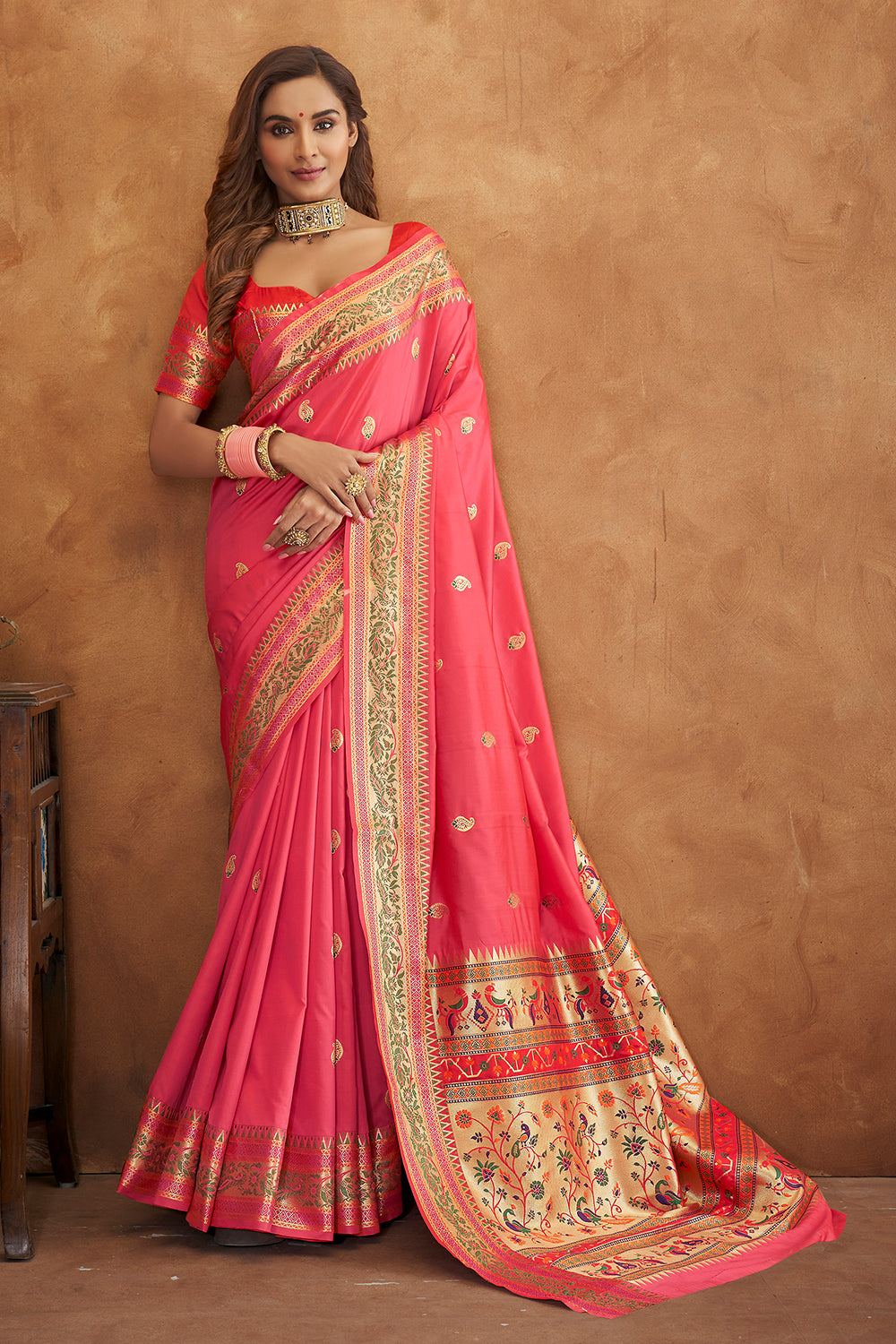 Taffy Pink Banarasi Saree