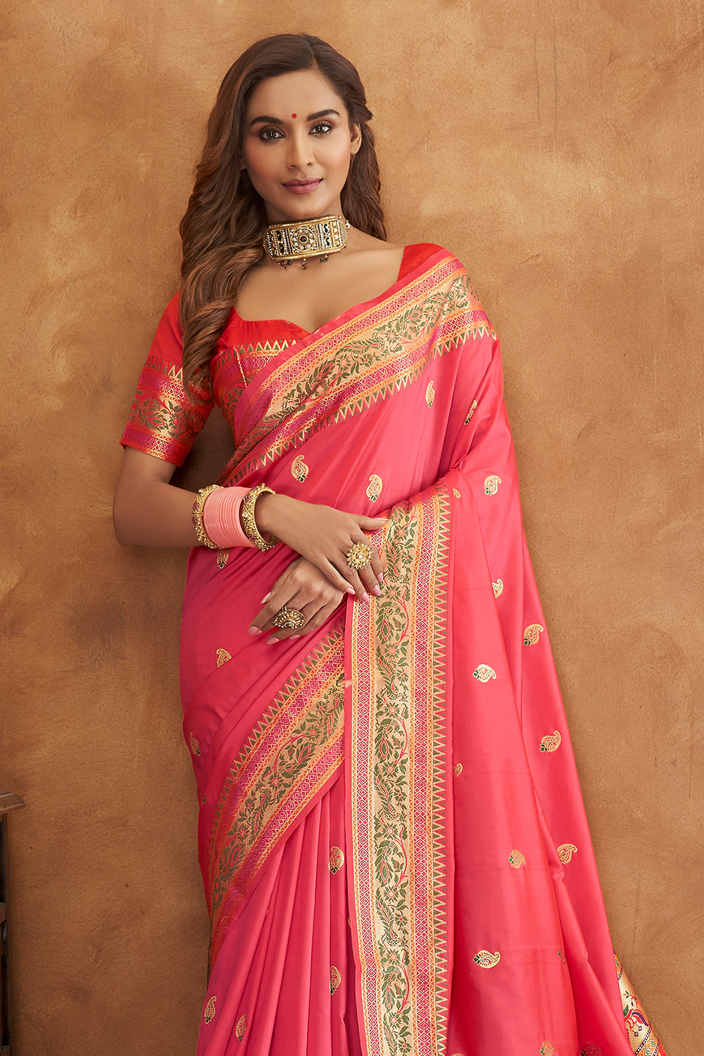 Taffy Pink Banarasi Saree