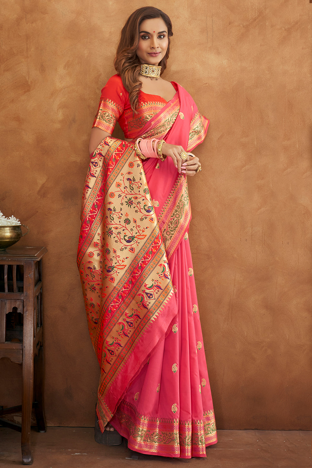 Taffy Pink Banarasi Saree