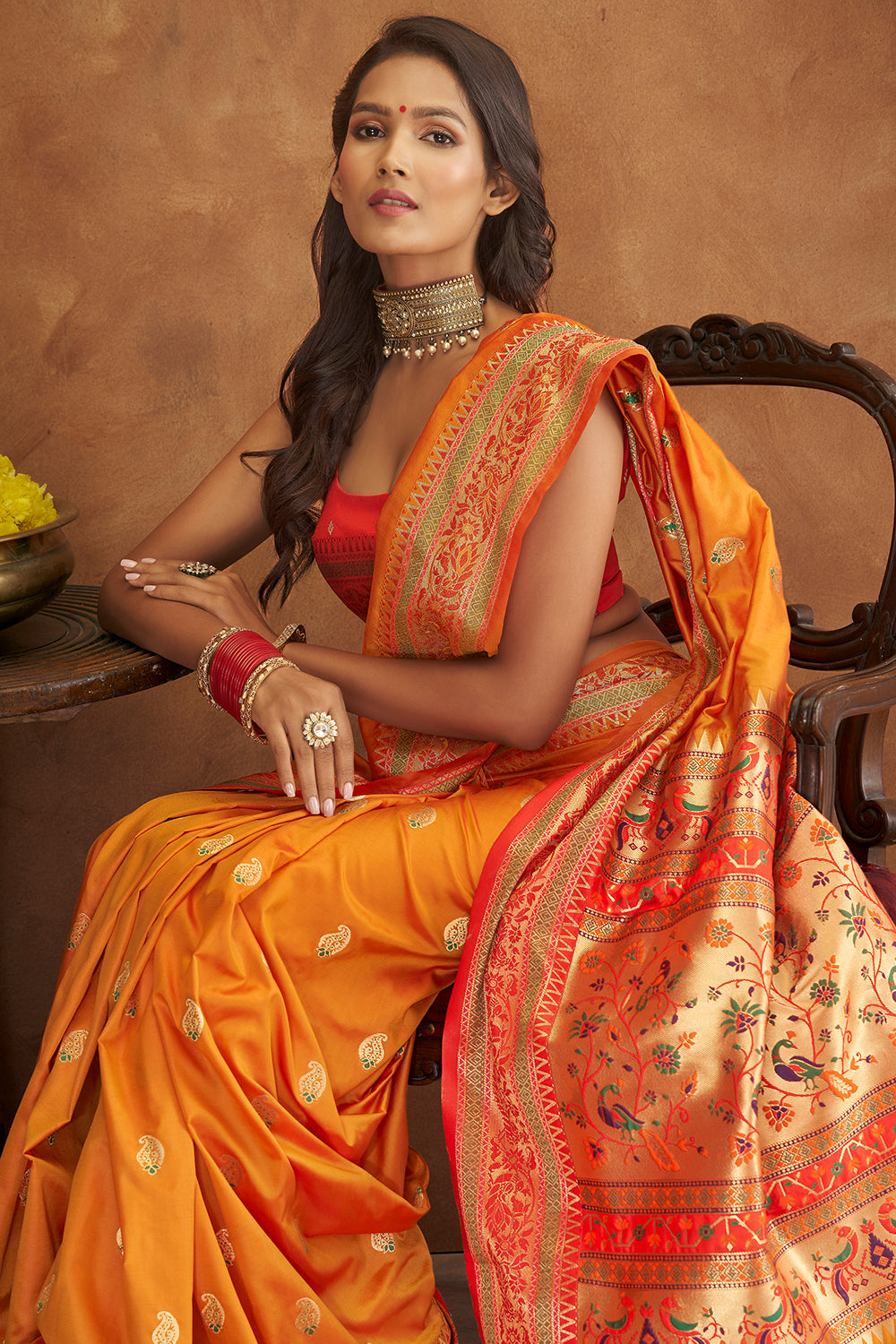 Dandelion Yellow Banarasi Saree