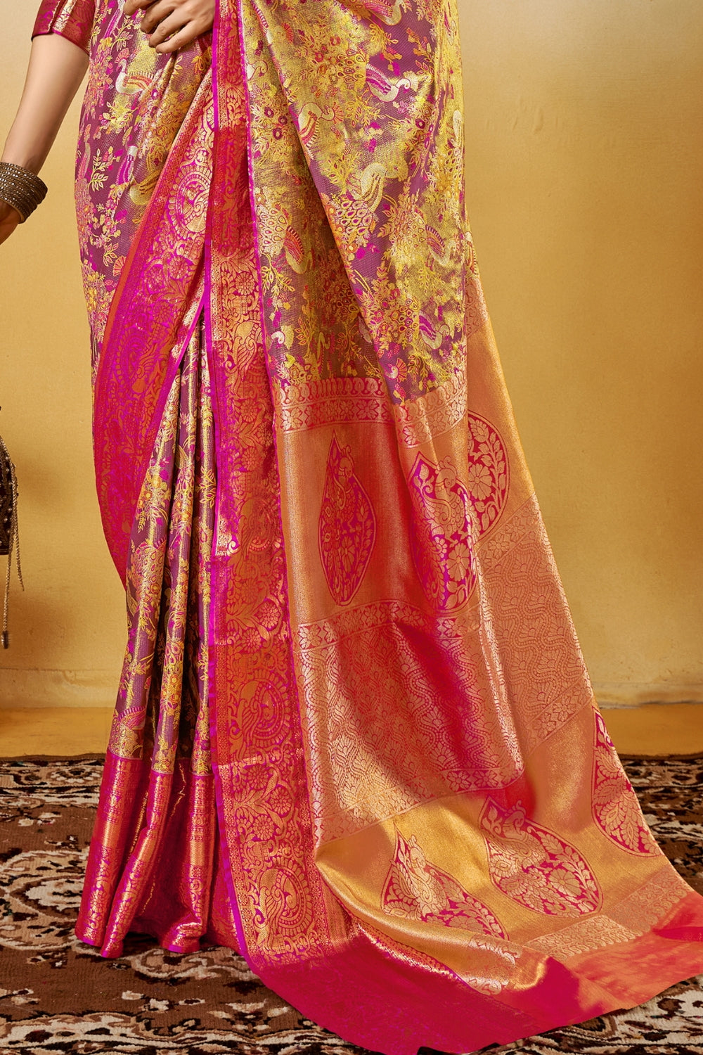 Cherry Pink Banarasi Saree