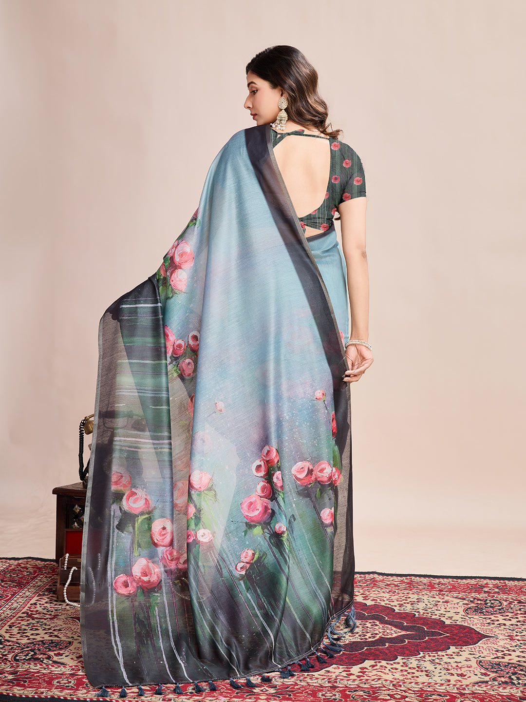 SKY SEMI LINEN SAREE