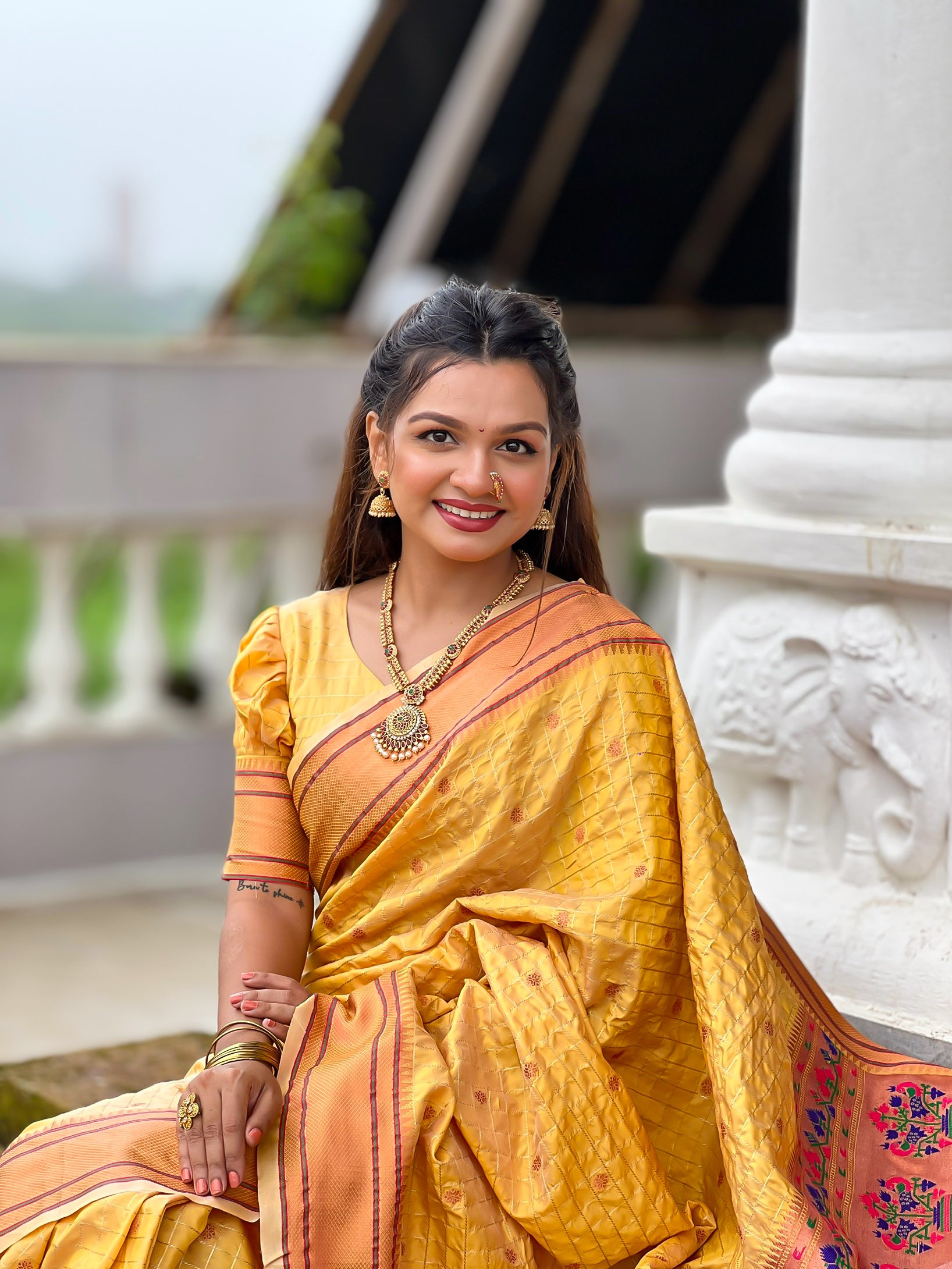 YELLOW PAITHANI SILK ZARI WEAVING SAREE