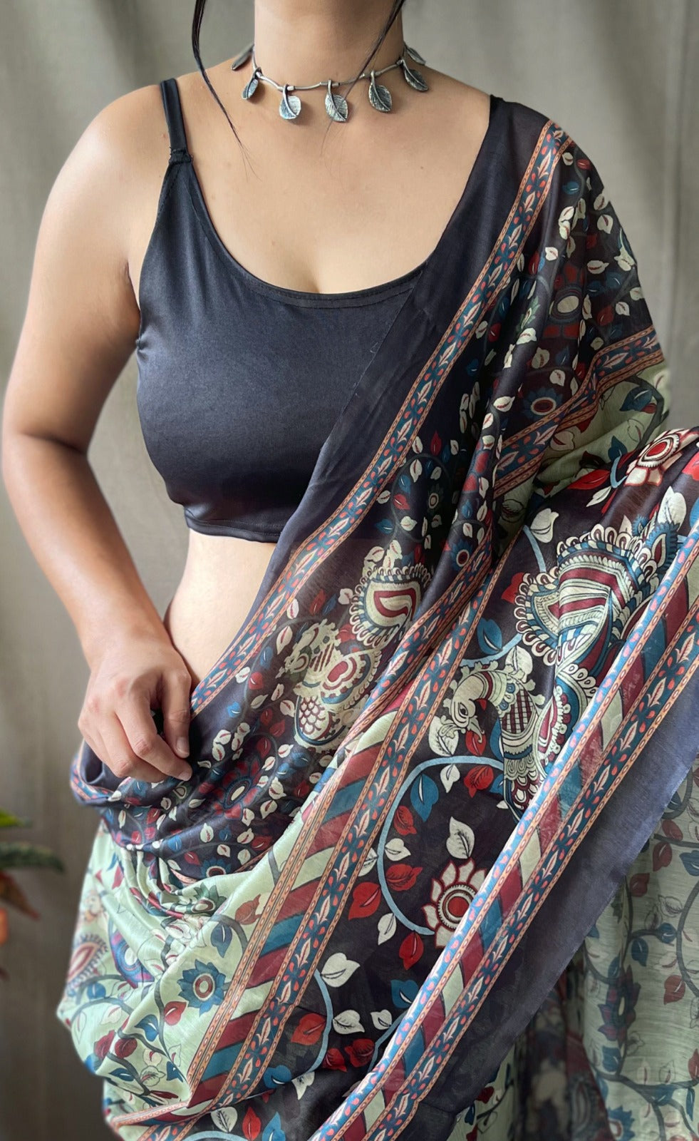 Light Green Kalamkari Saree