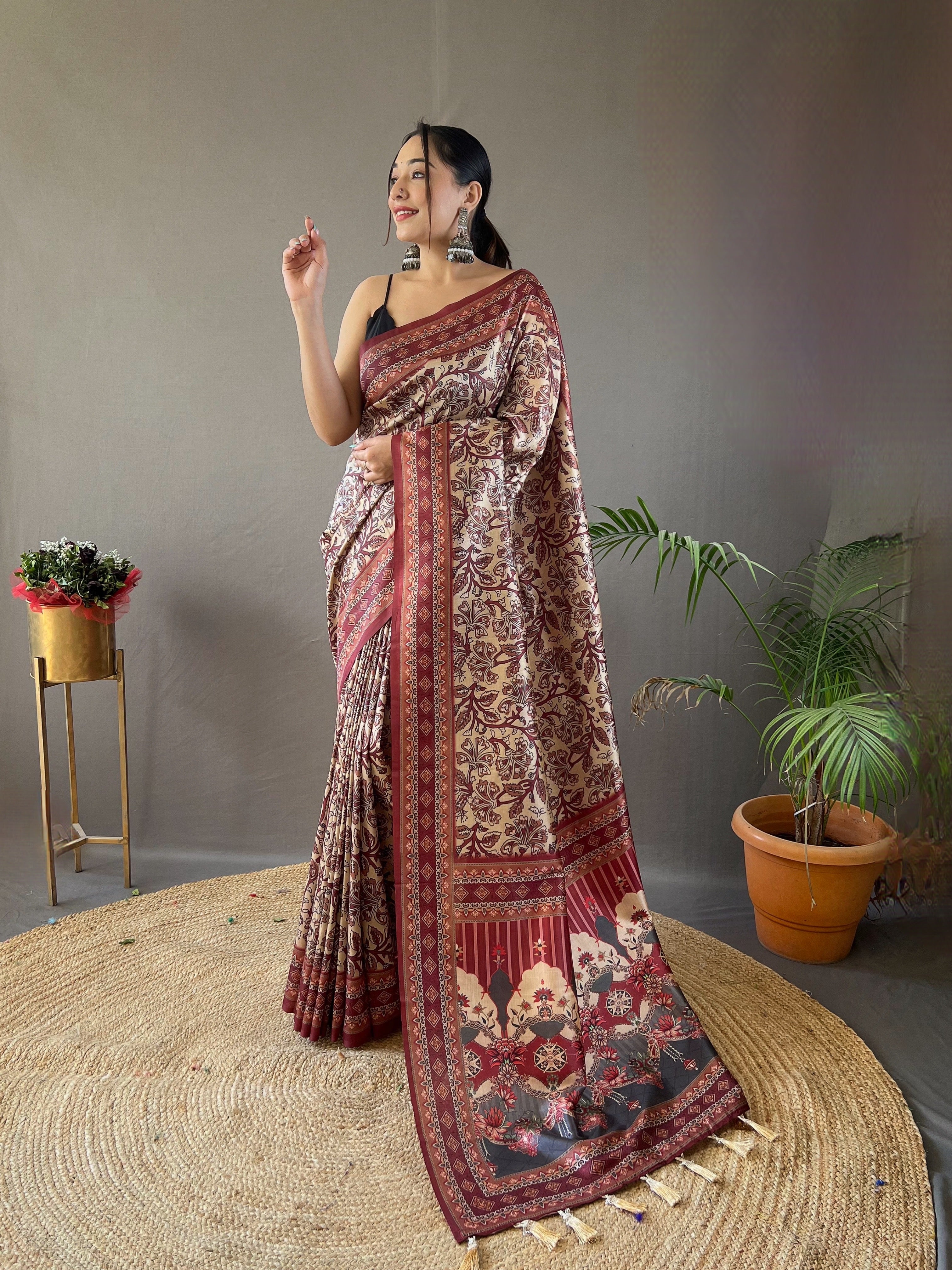 CREAM Semi SilkSAREE