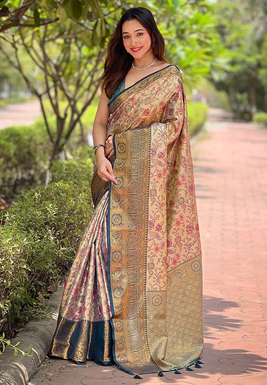 Navy Blue Banarasi Saree