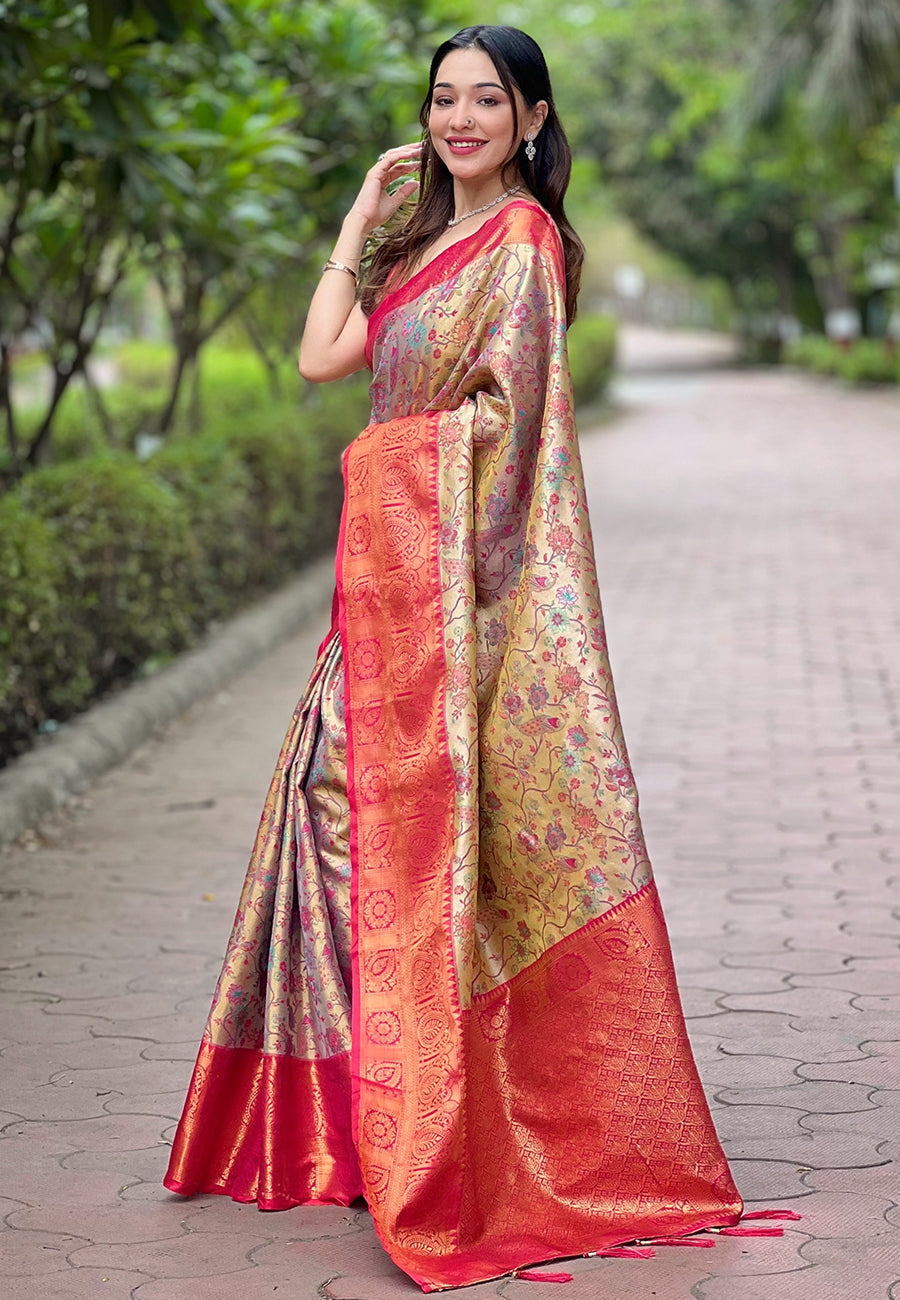 Bloom Pink Banarasi Saree