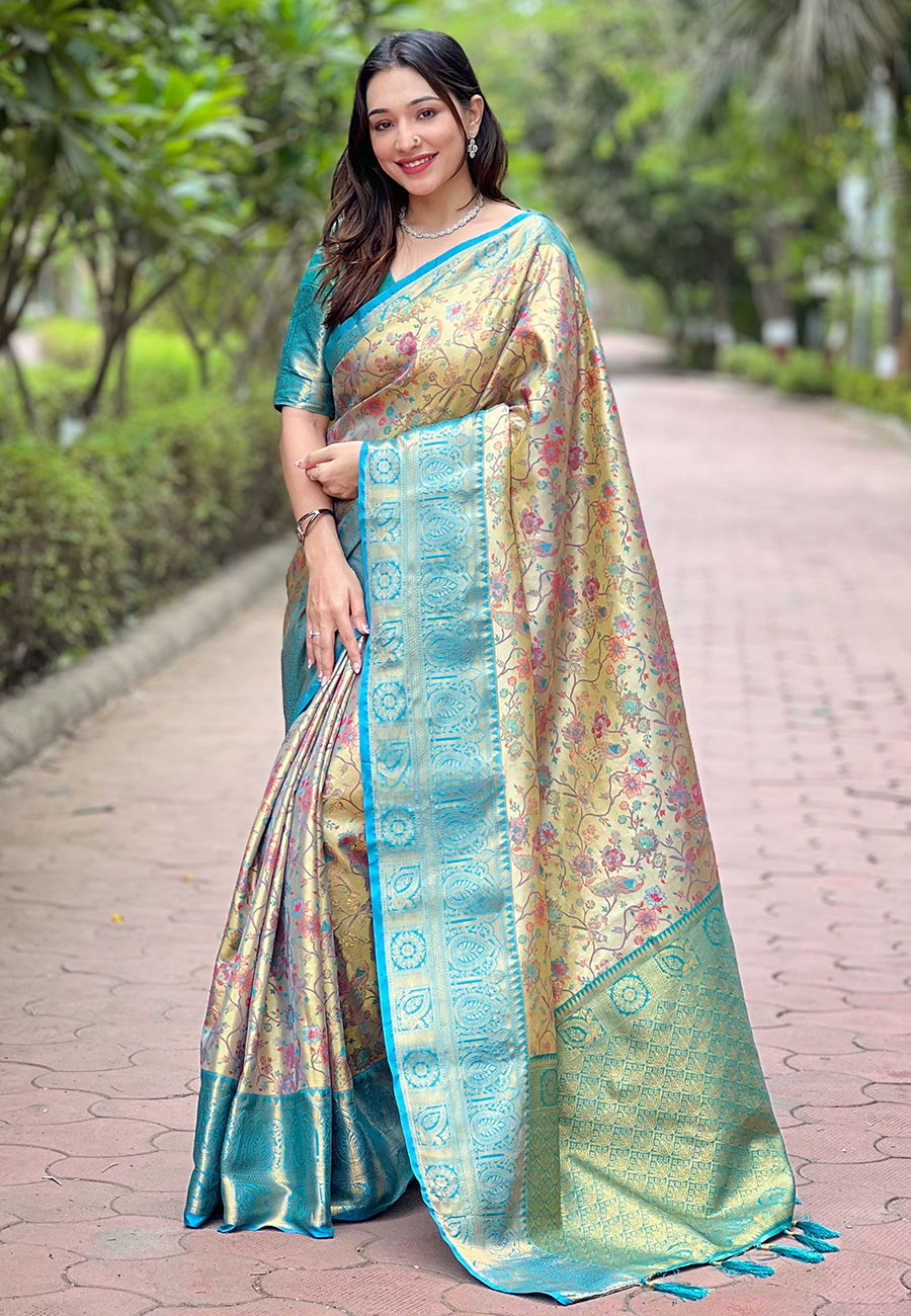 Rama Blue Banarasi Saree