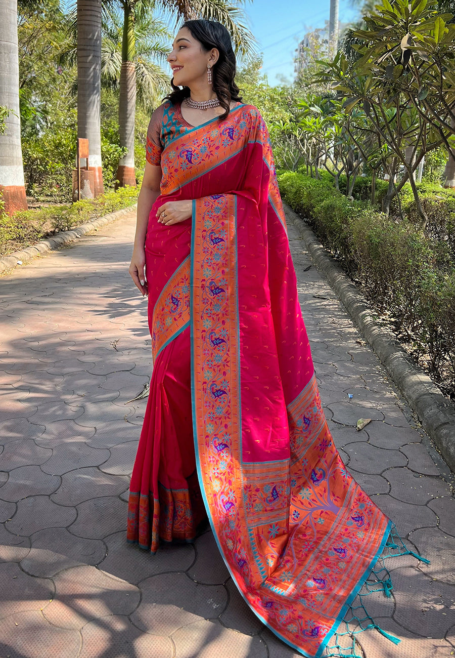 Bright Pink Paithani Saree