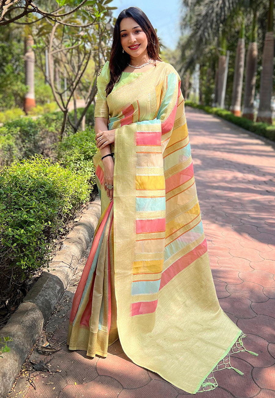 Pista Green Organza Saree