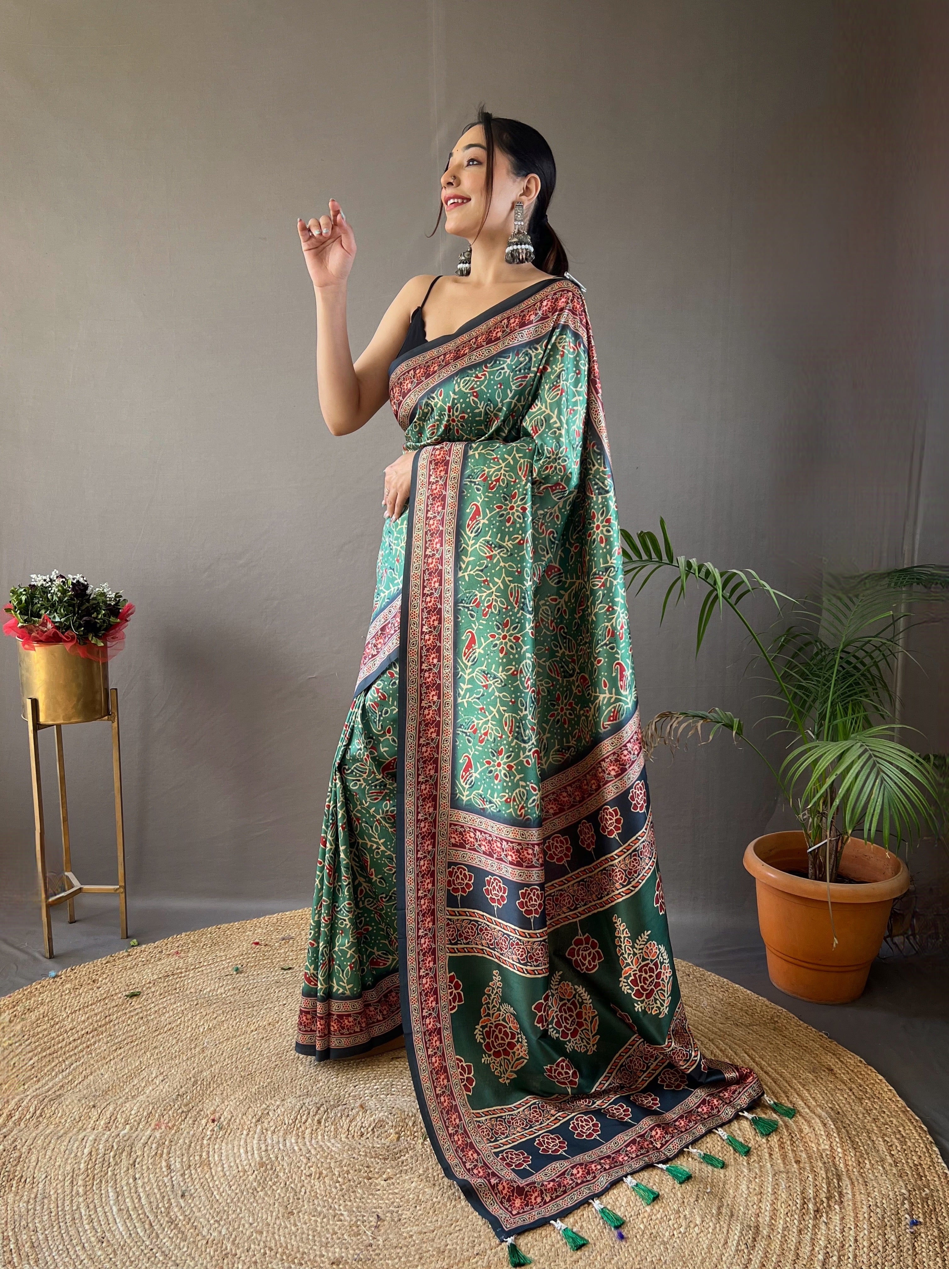 GREEN Semi SilkSAREE