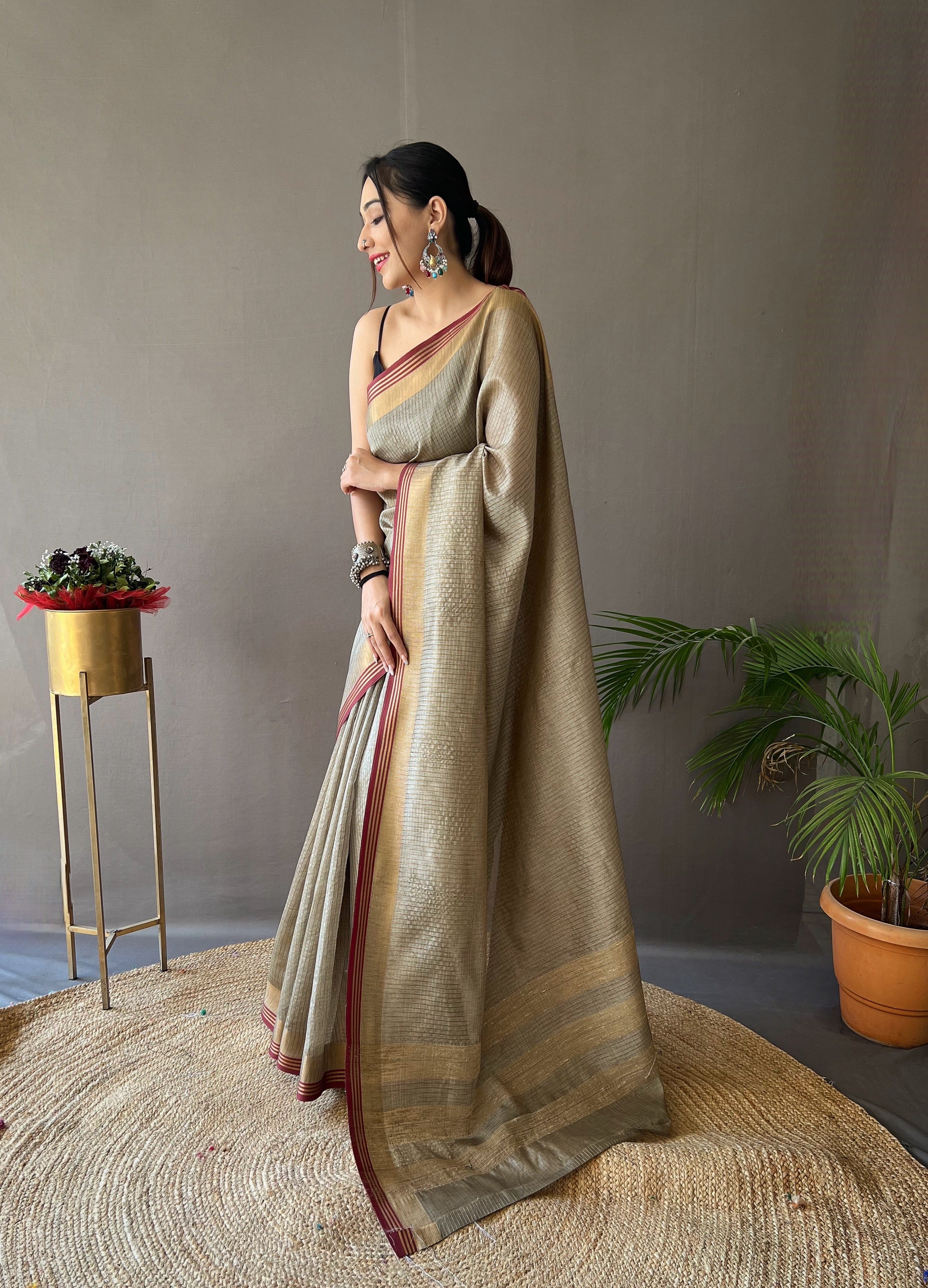 GREY Soft Silk SAREE