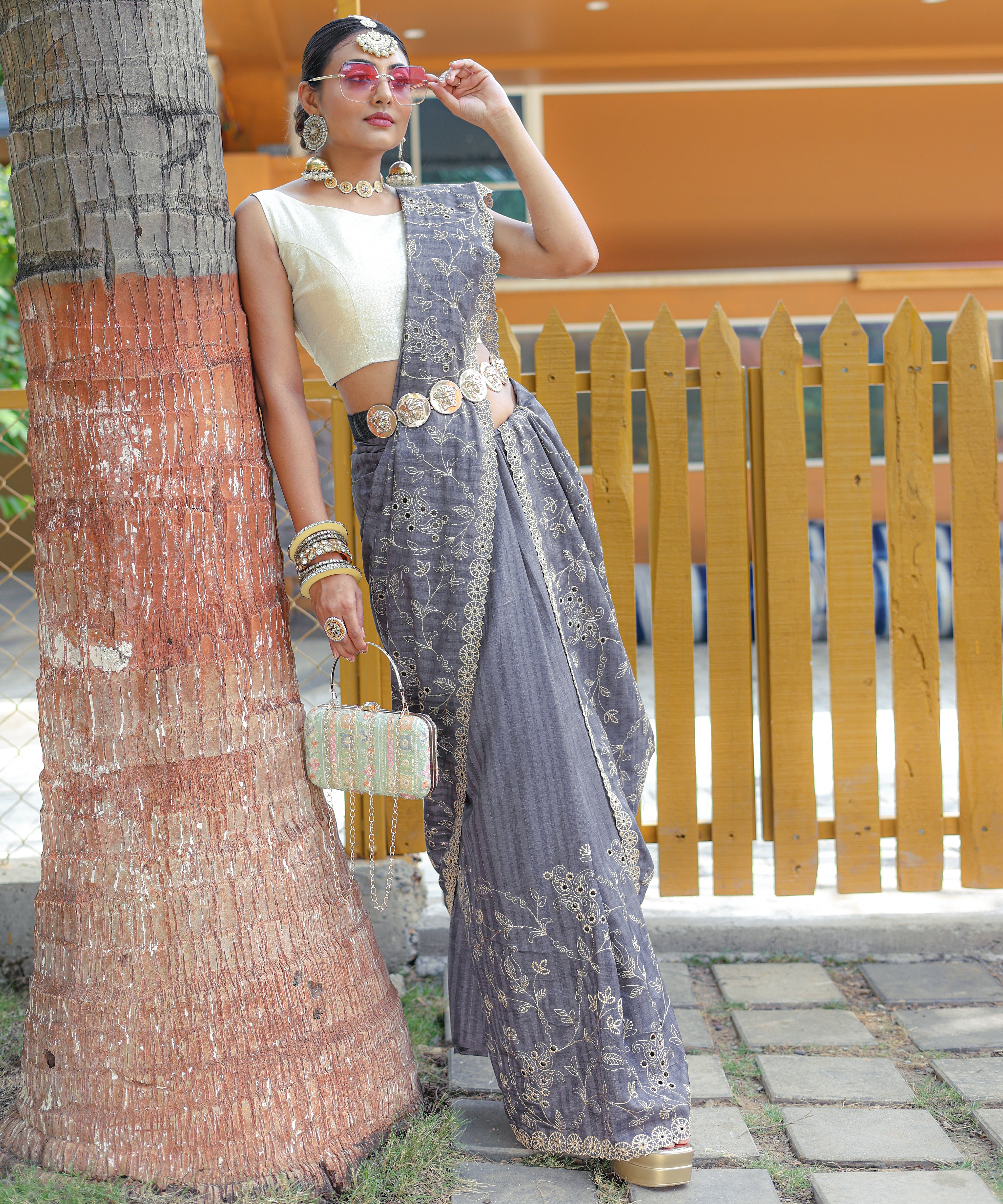 GREY Soft Silk SAREE