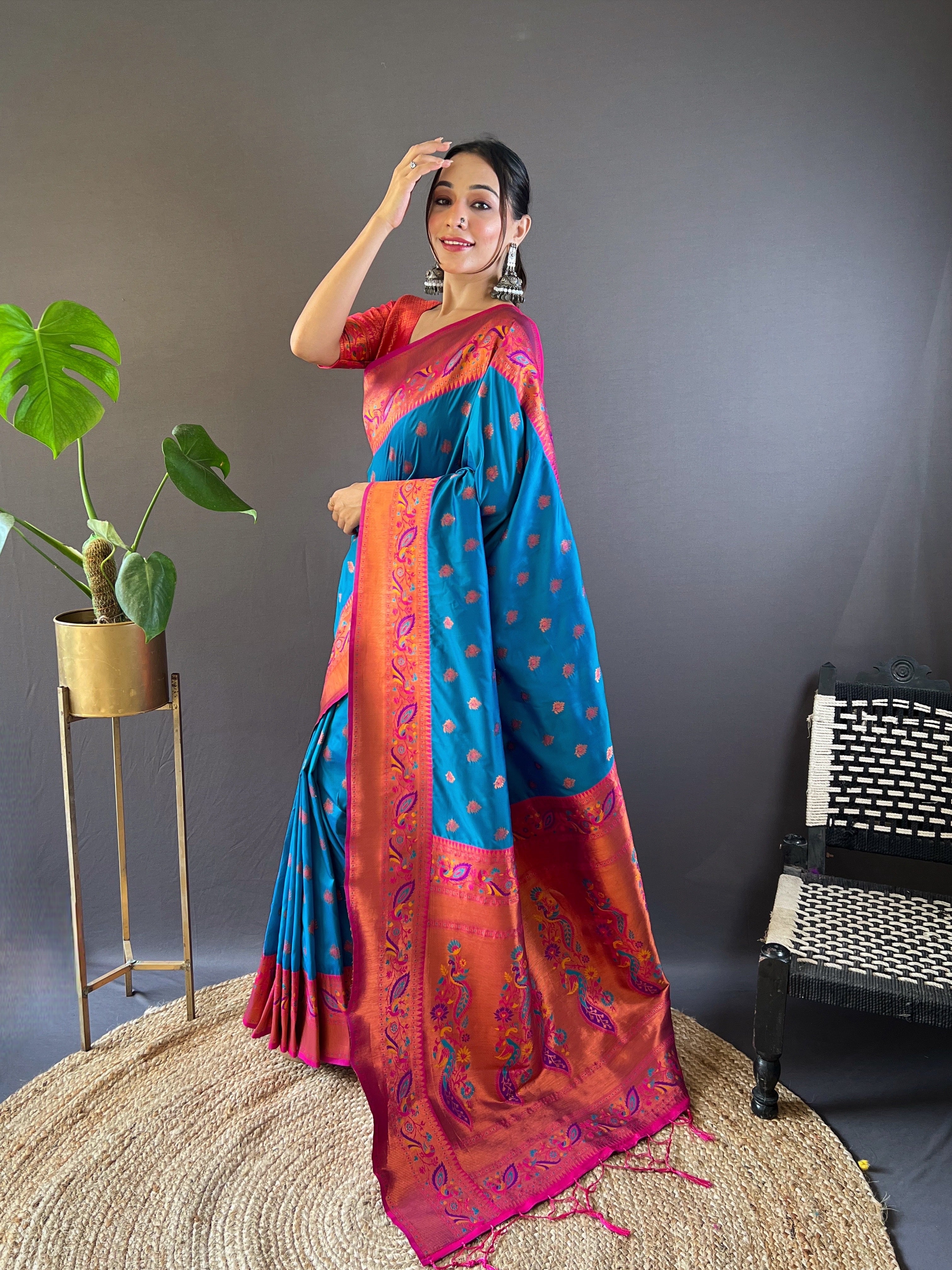 Sky Blue Paithani Silk Saree