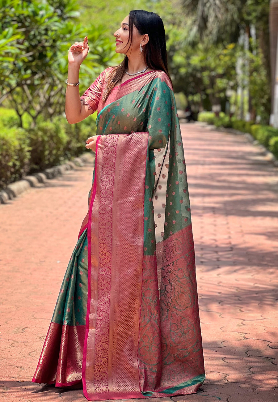 Forest Green Kanjivaram Saree